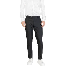 Black Polyester Skinny Pants