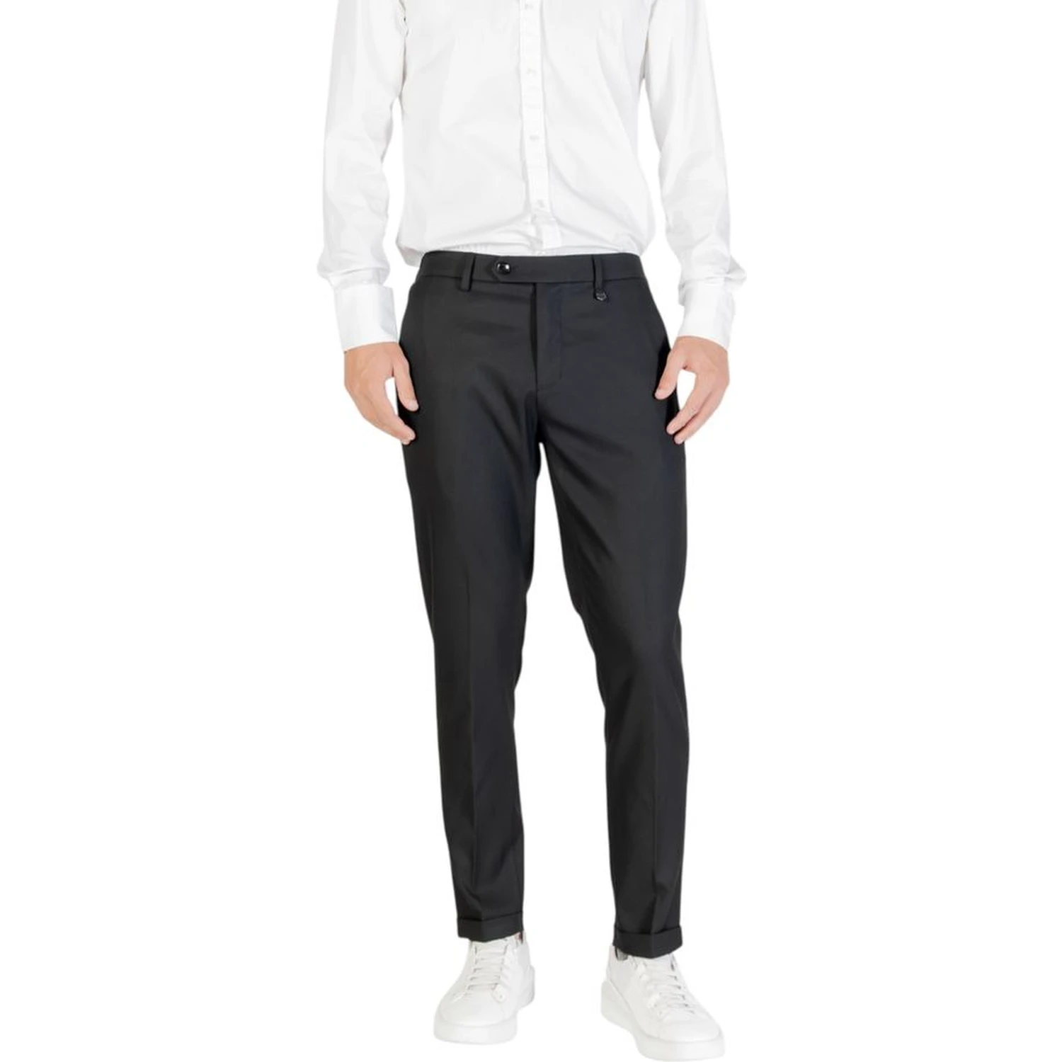 Black Polyester Skinny Pants