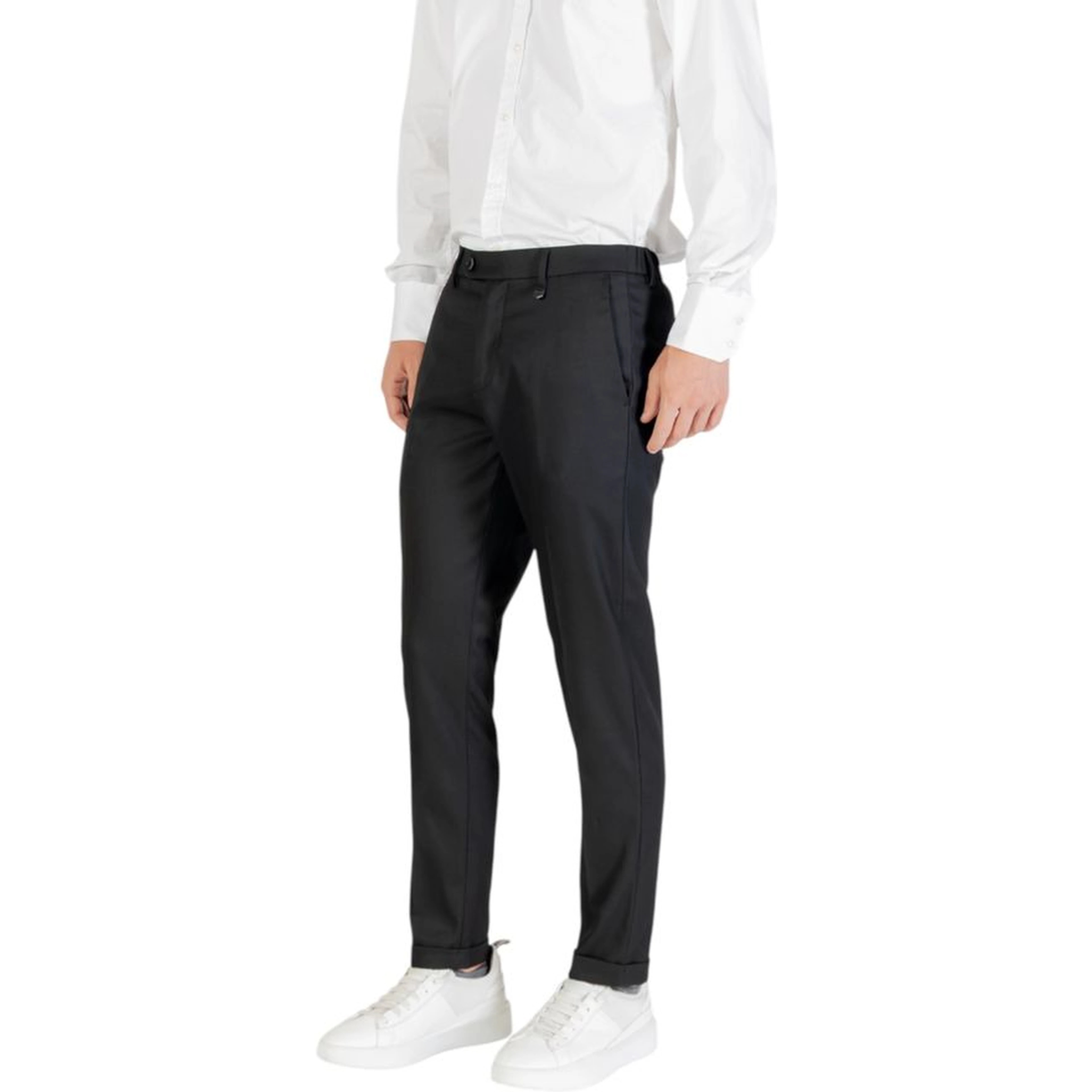 Black Polyester Skinny Pants
