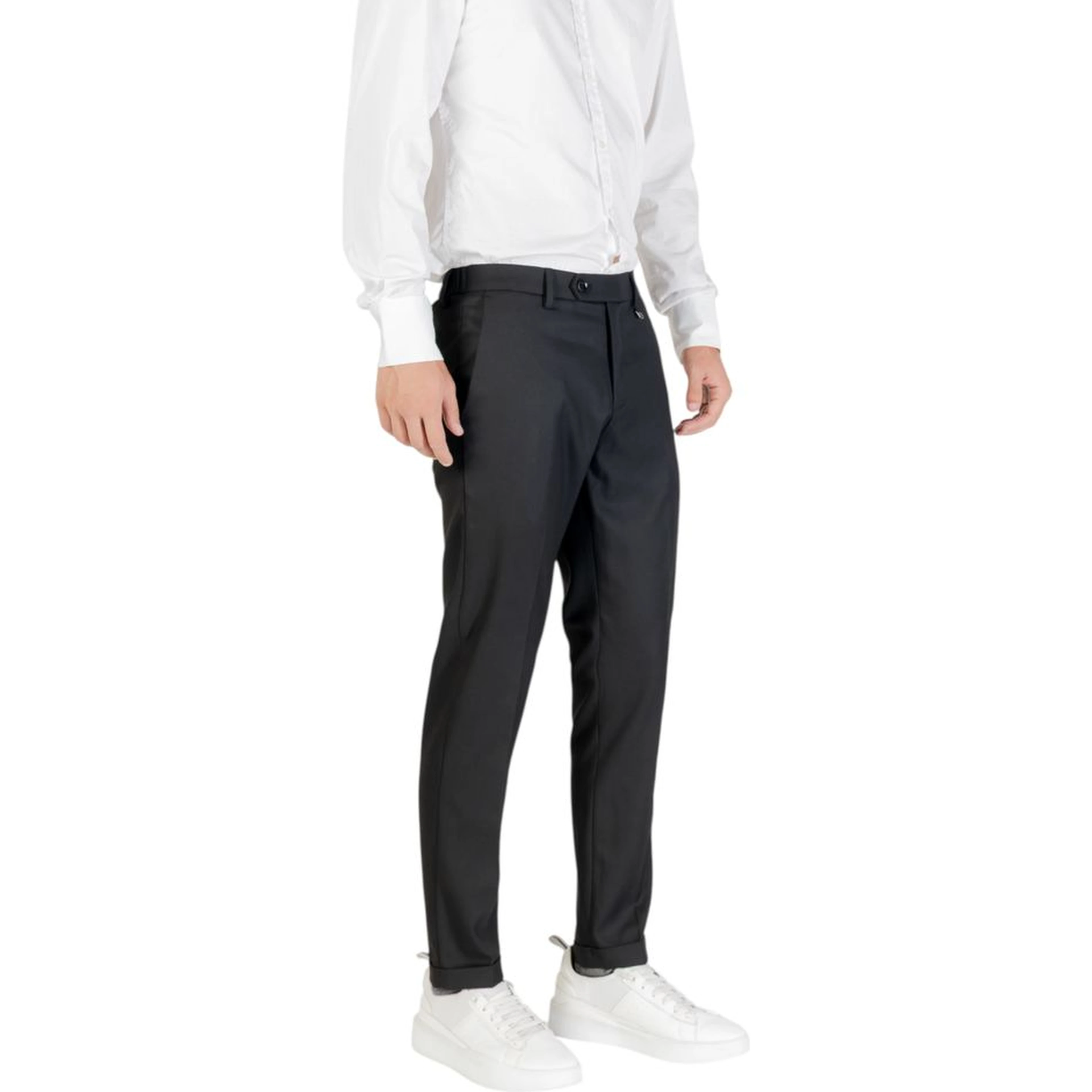 Black Polyester Skinny Pants