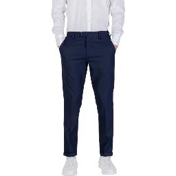 Blue Polyester Skinny Pants