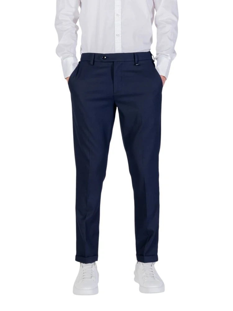 Blue Polyester Skinny Pants