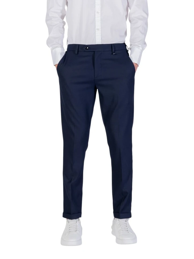 Blue Polyester Skinny Pants