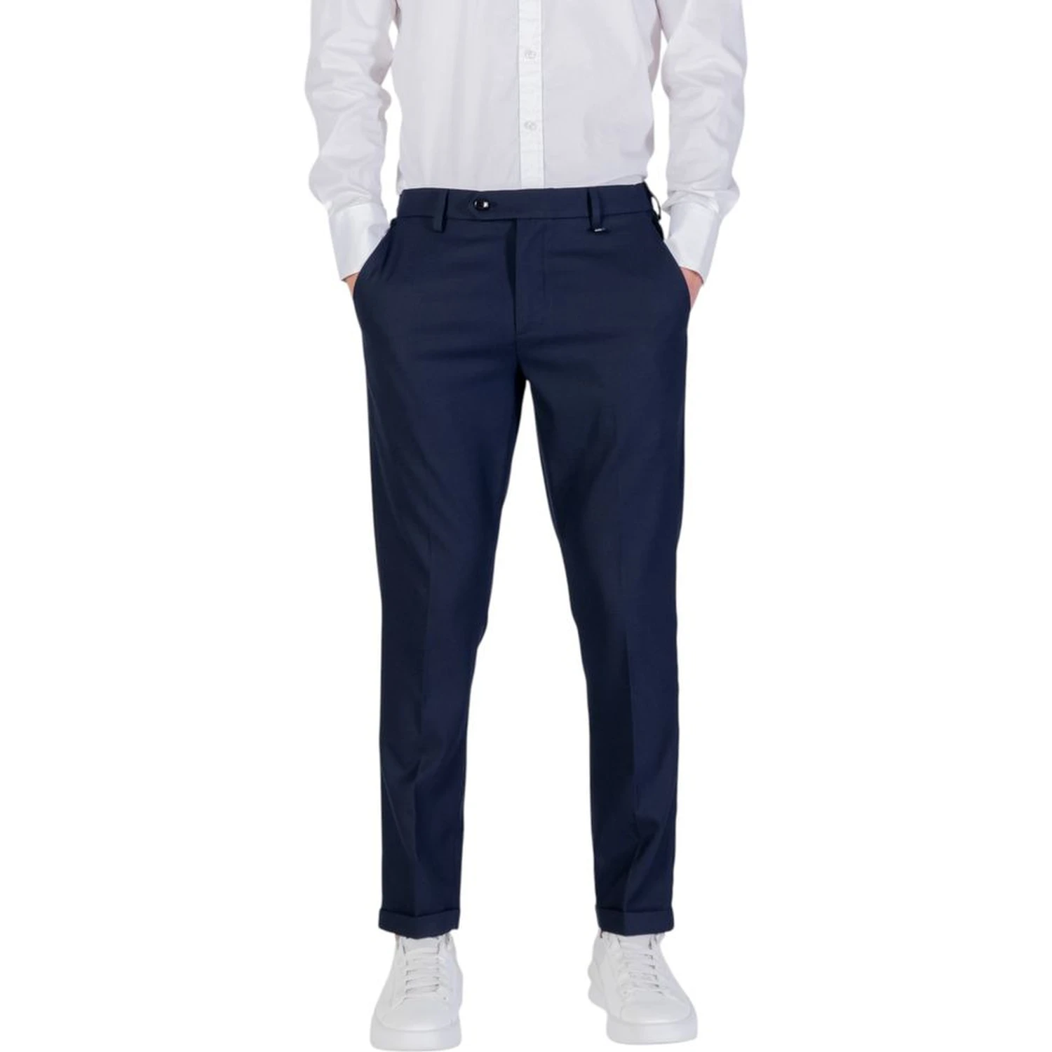 Blue Polyester Skinny Pants
