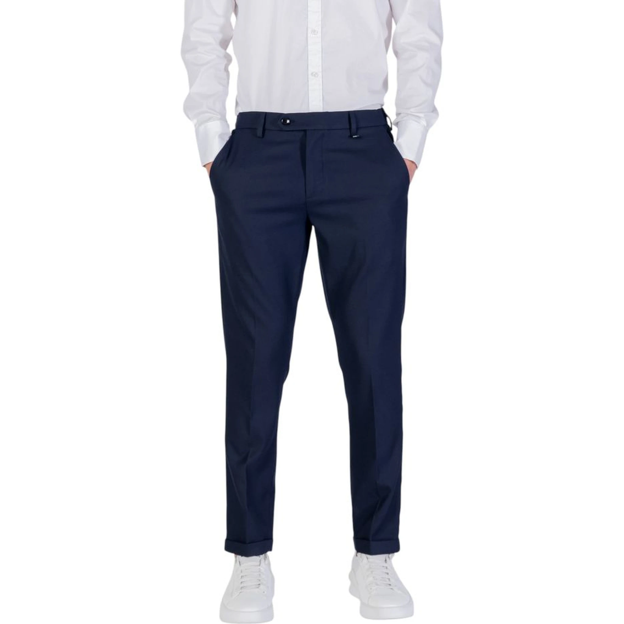 Blue Polyester Skinny Pants
