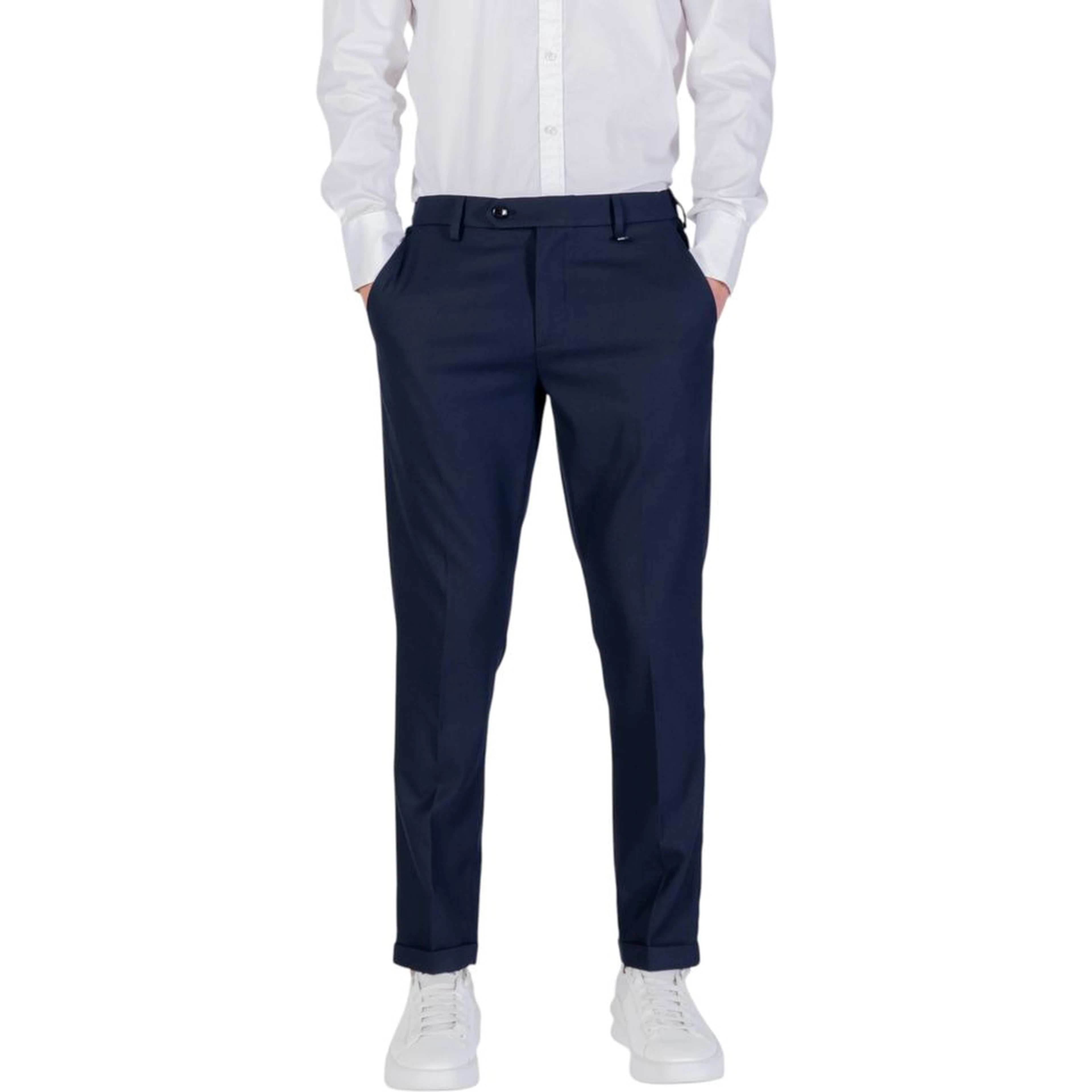 Blue Polyester Skinny Pants