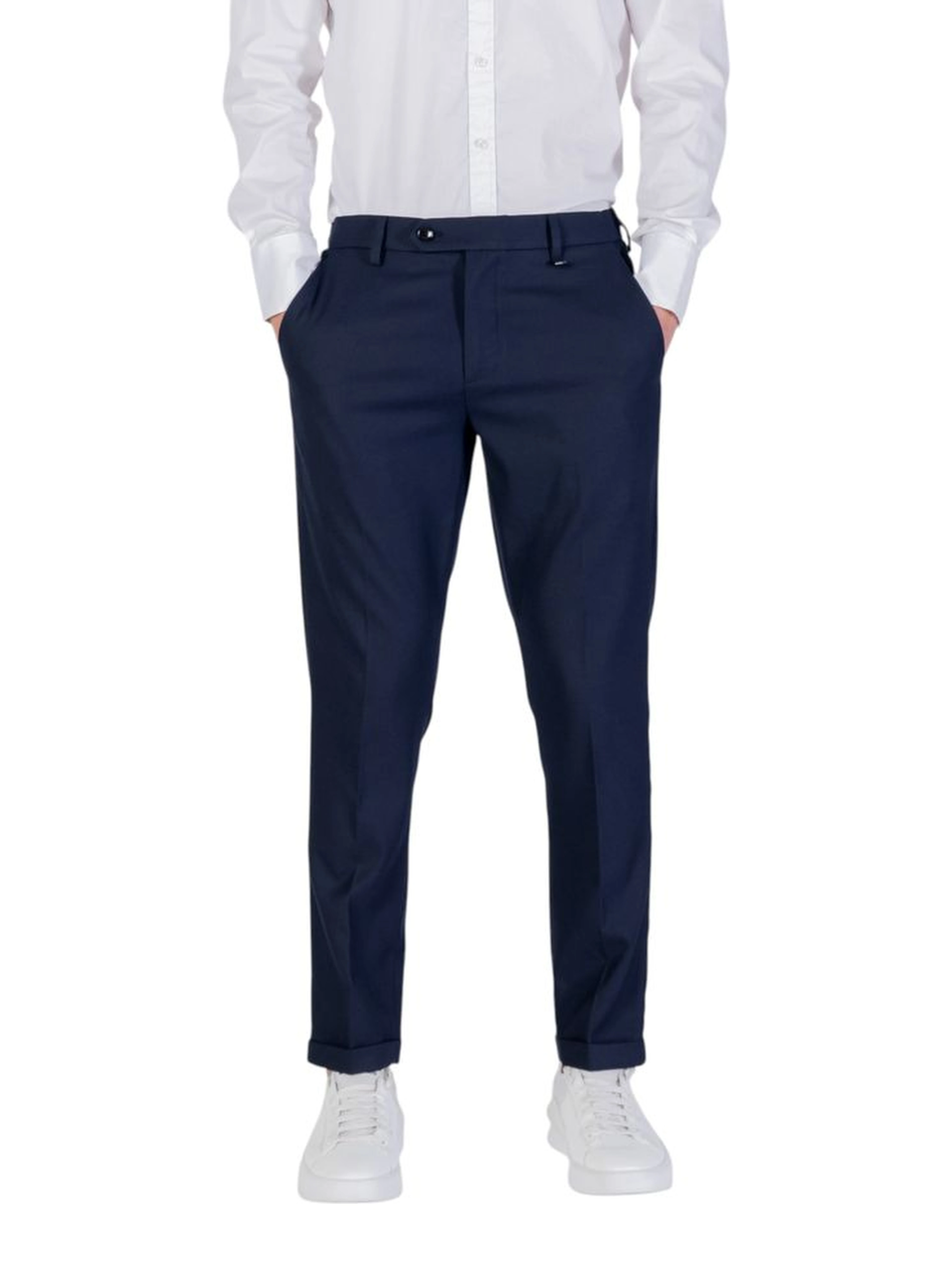 Blue Polyester Skinny Pants
