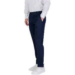 Blue Polyester Skinny Pants