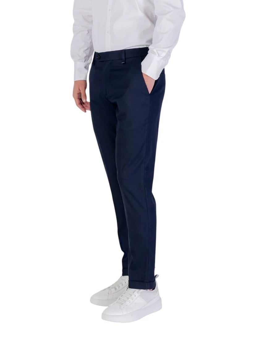 Blue Polyester Skinny Pants