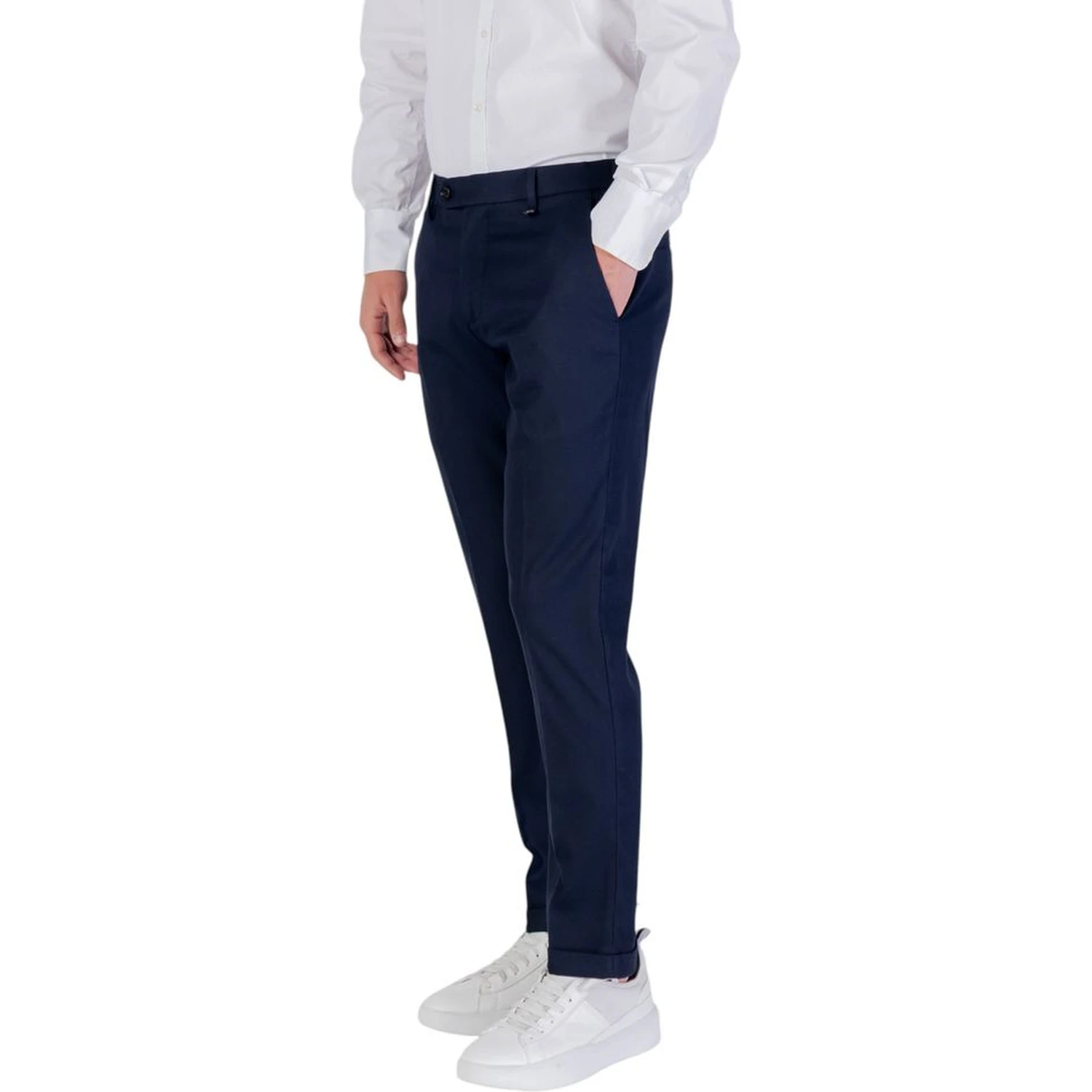 Blue Polyester Skinny Pants