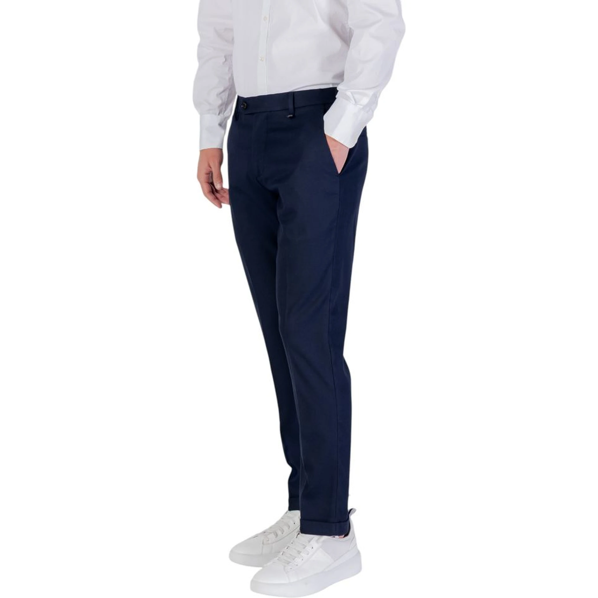Blue Polyester Skinny Pants