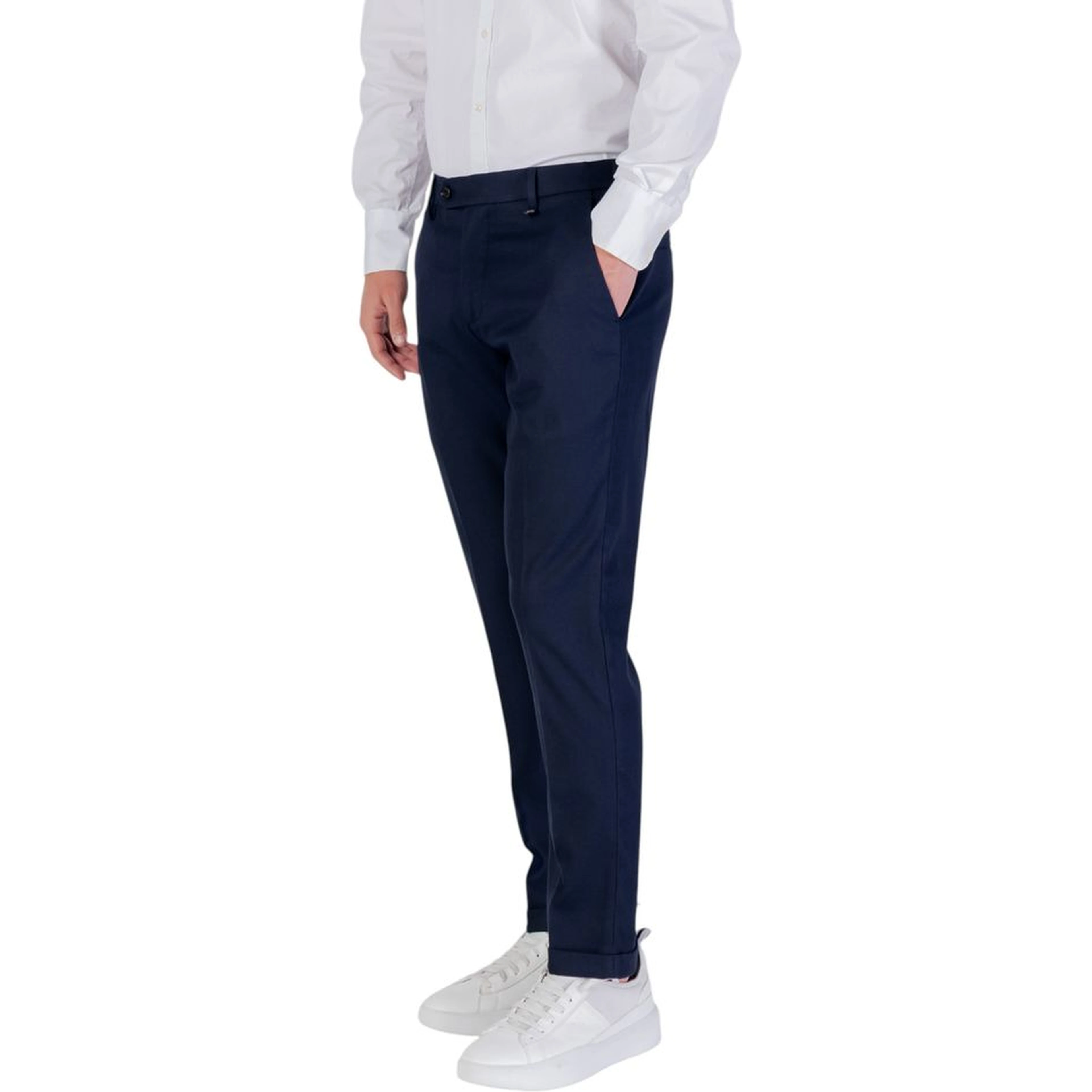 Blue Polyester Skinny Pants