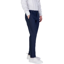 Blue Polyester Skinny Pants