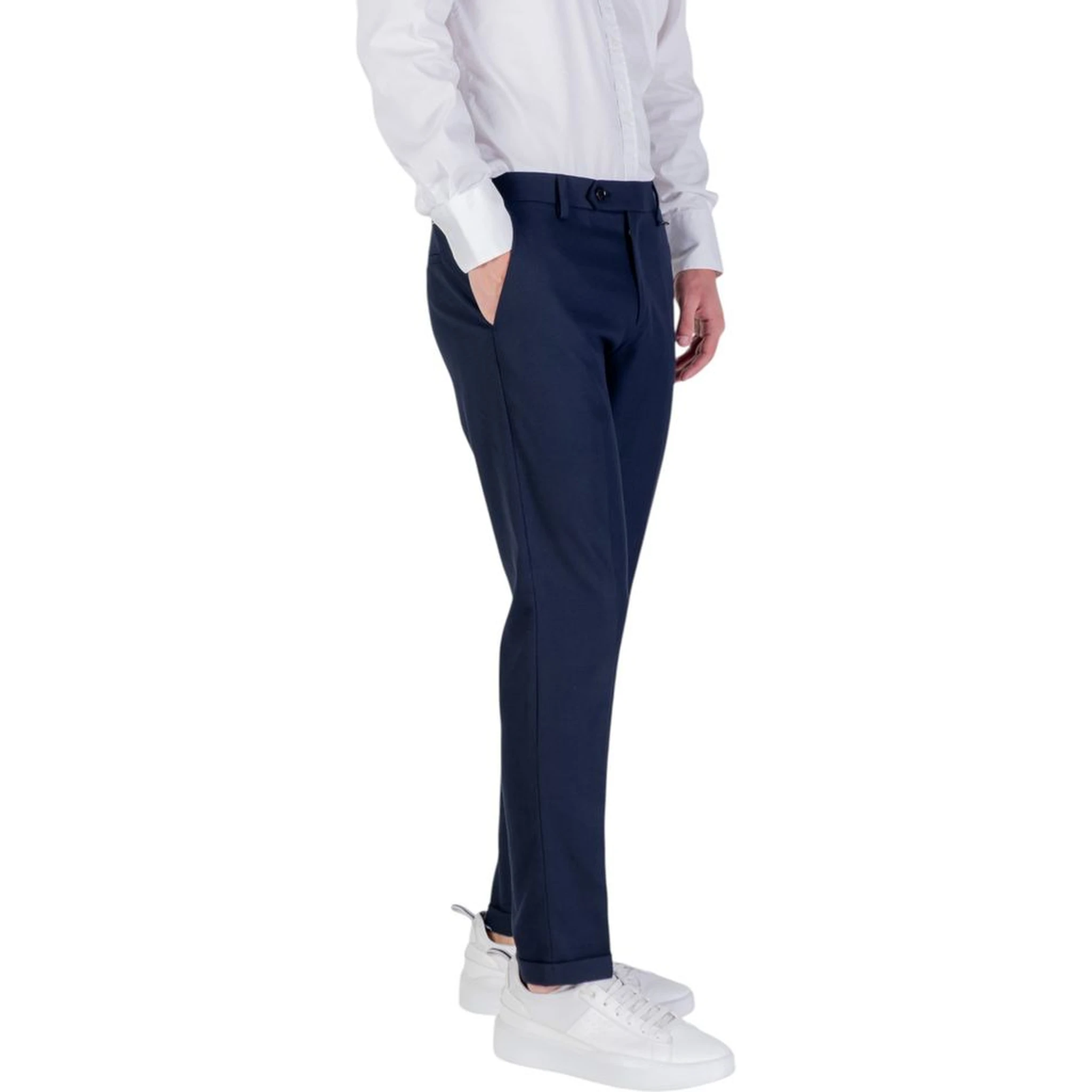 Blue Polyester Skinny Pants