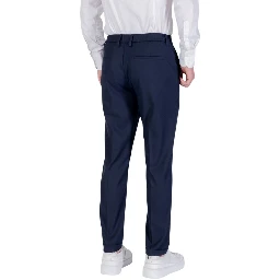 Blue Polyester Skinny Pants