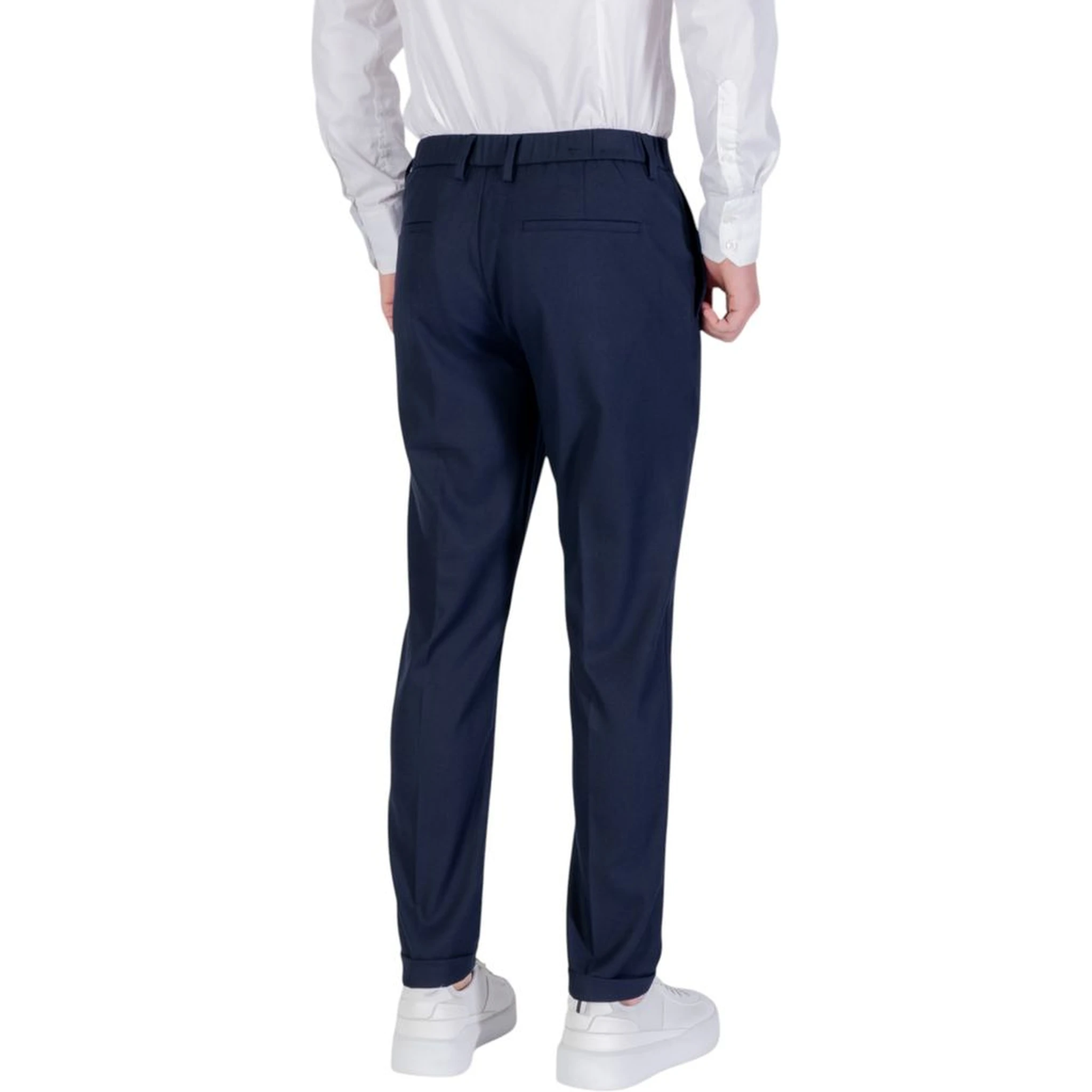 Blue Polyester Skinny Pants