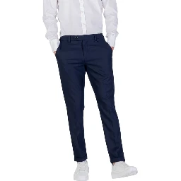 Blue Polyester Skinny Pants