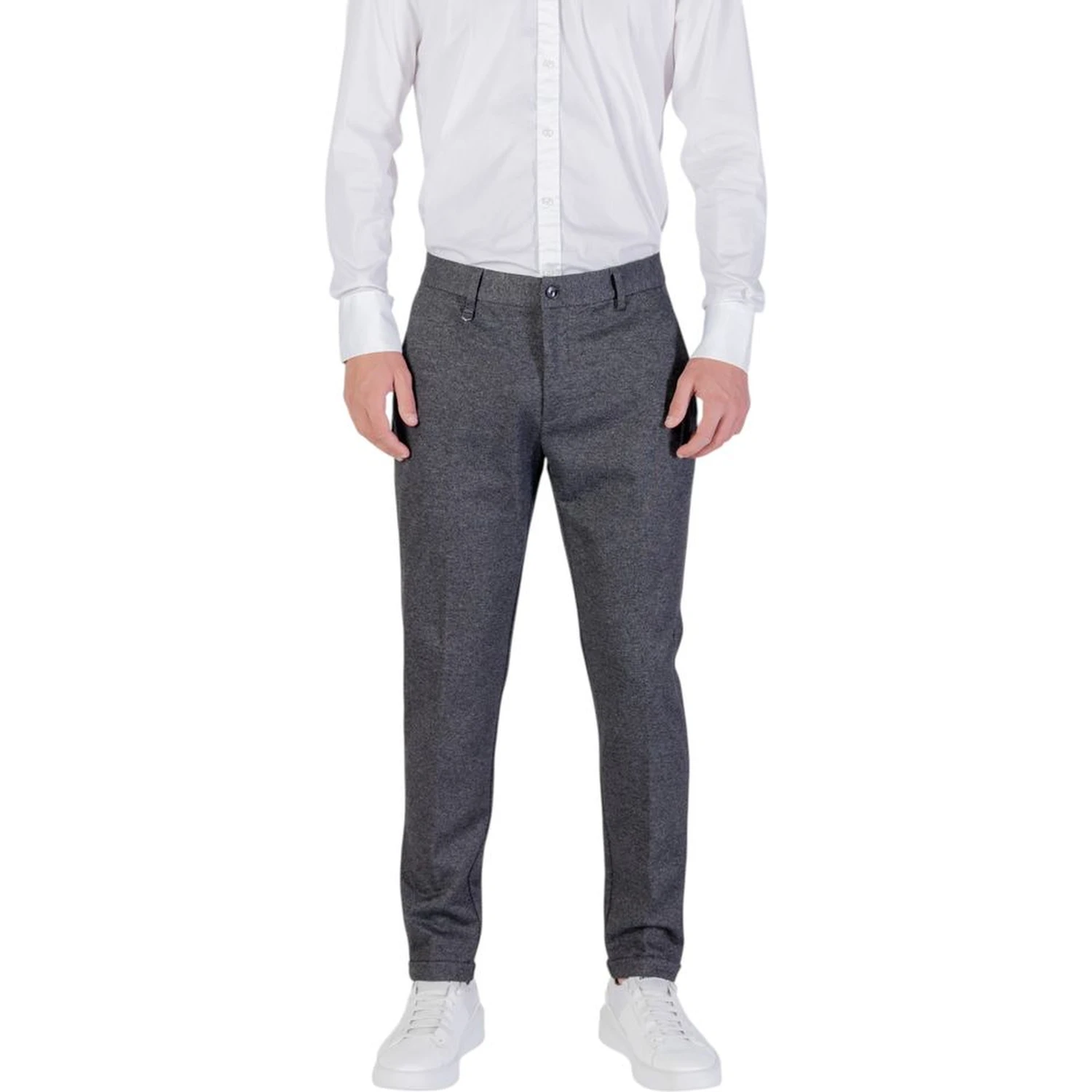 Gray Polyester Skinny Pants