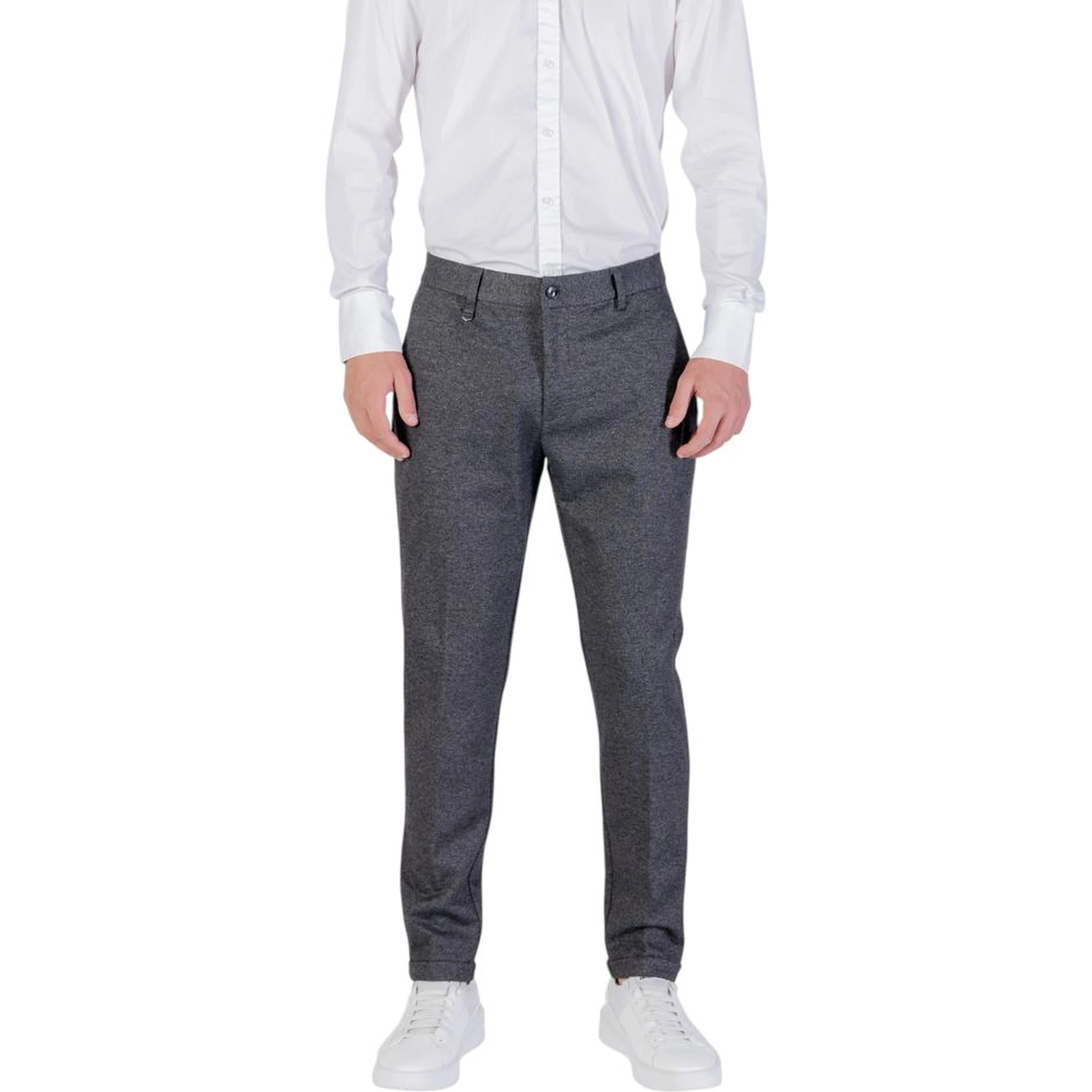 Gray Polyester Skinny Pants
