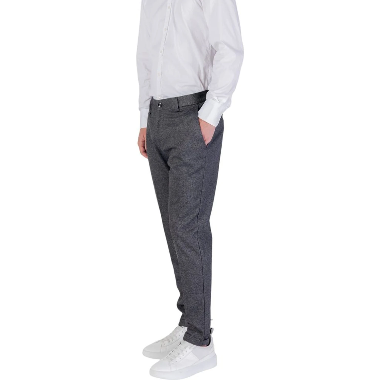 Gray Polyester Skinny Pants