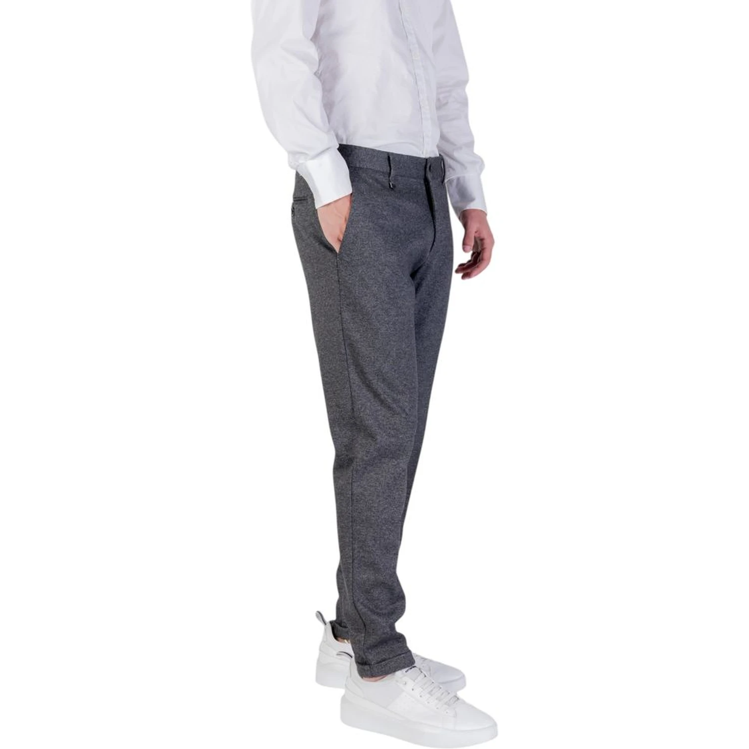 Gray Polyester Skinny Pants