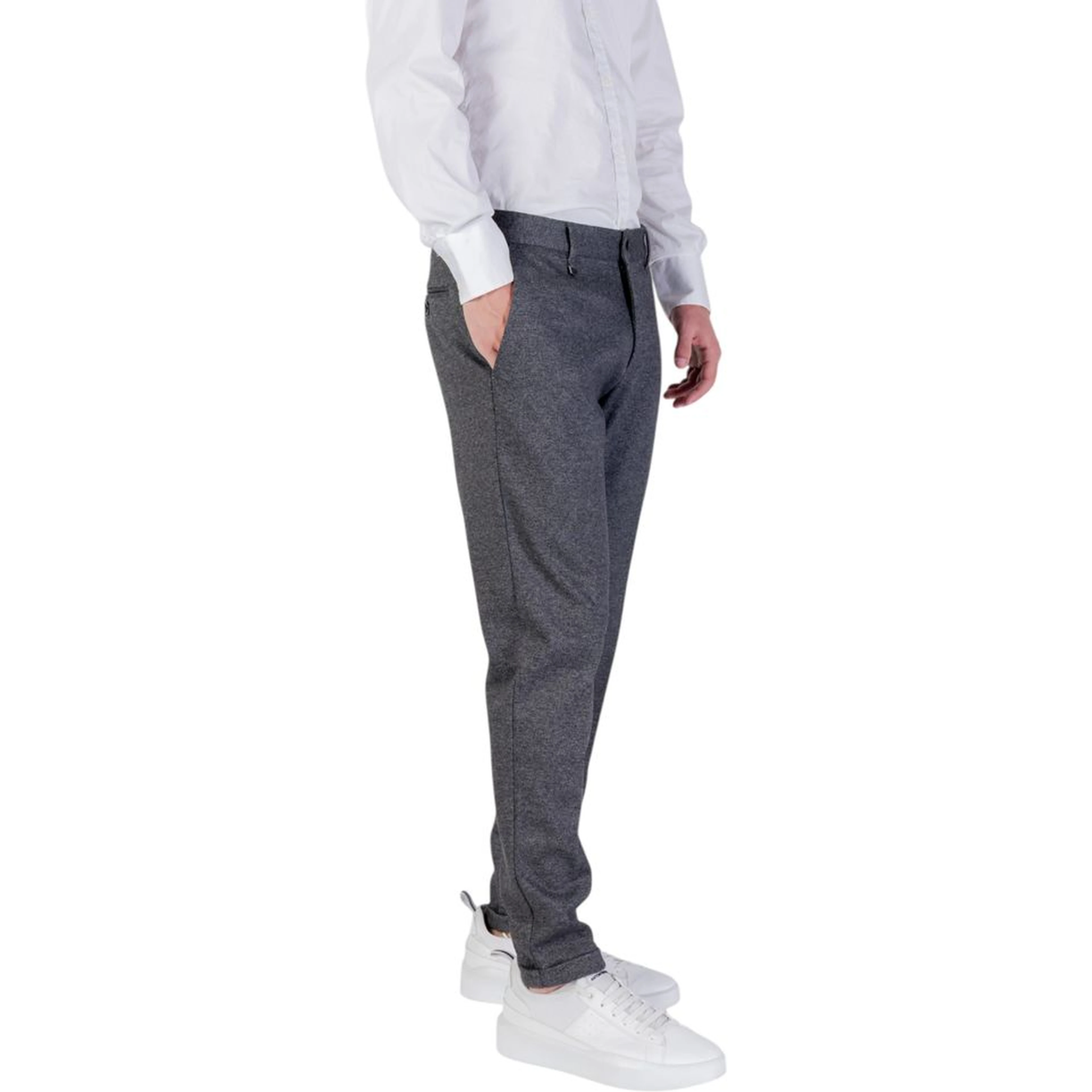 Gray Polyester Skinny Pants