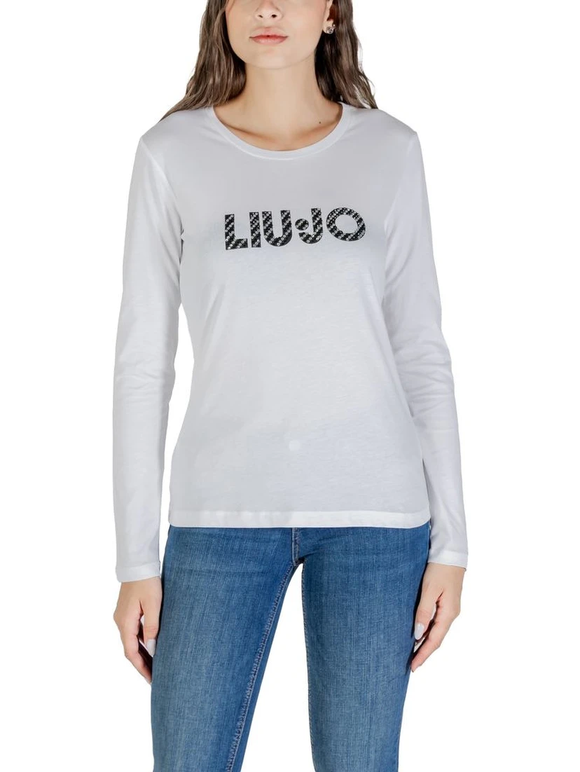 White Cotton Long Sleeve T-Shirt