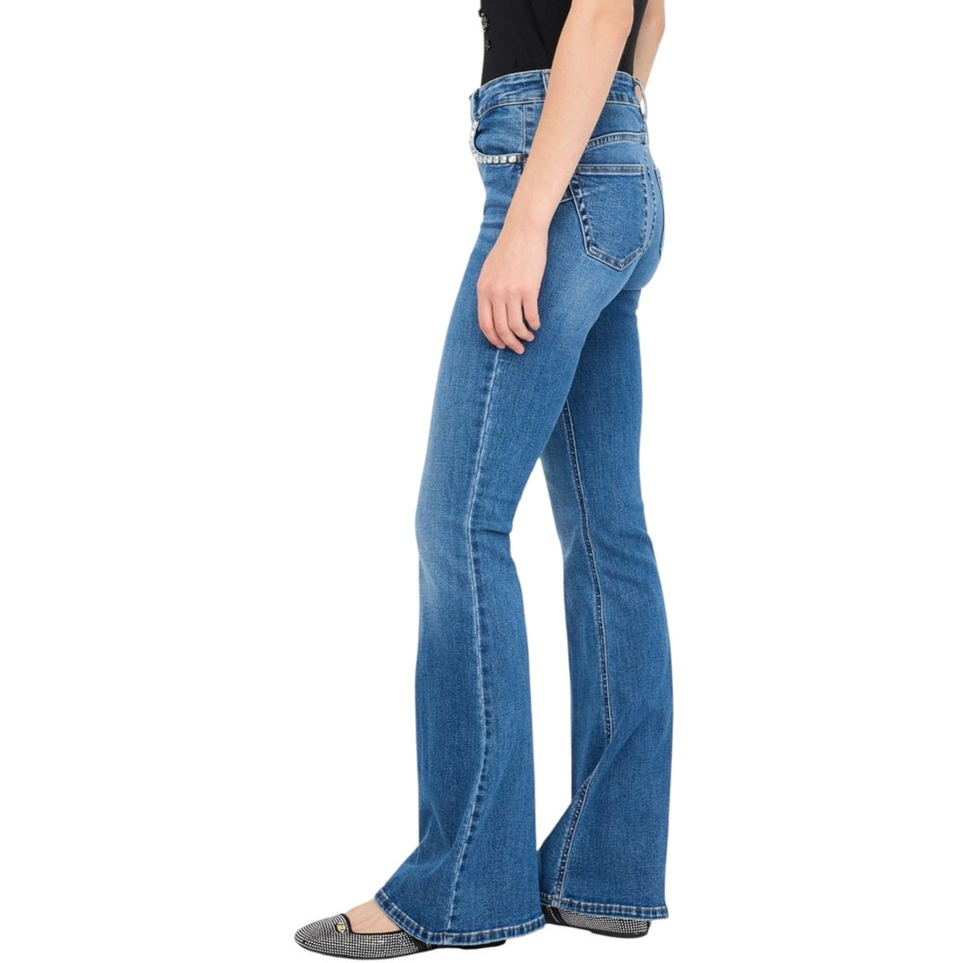 Blue Cotton Bootcut Jeans