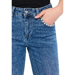 Blue Cotton Bootcut Jeans