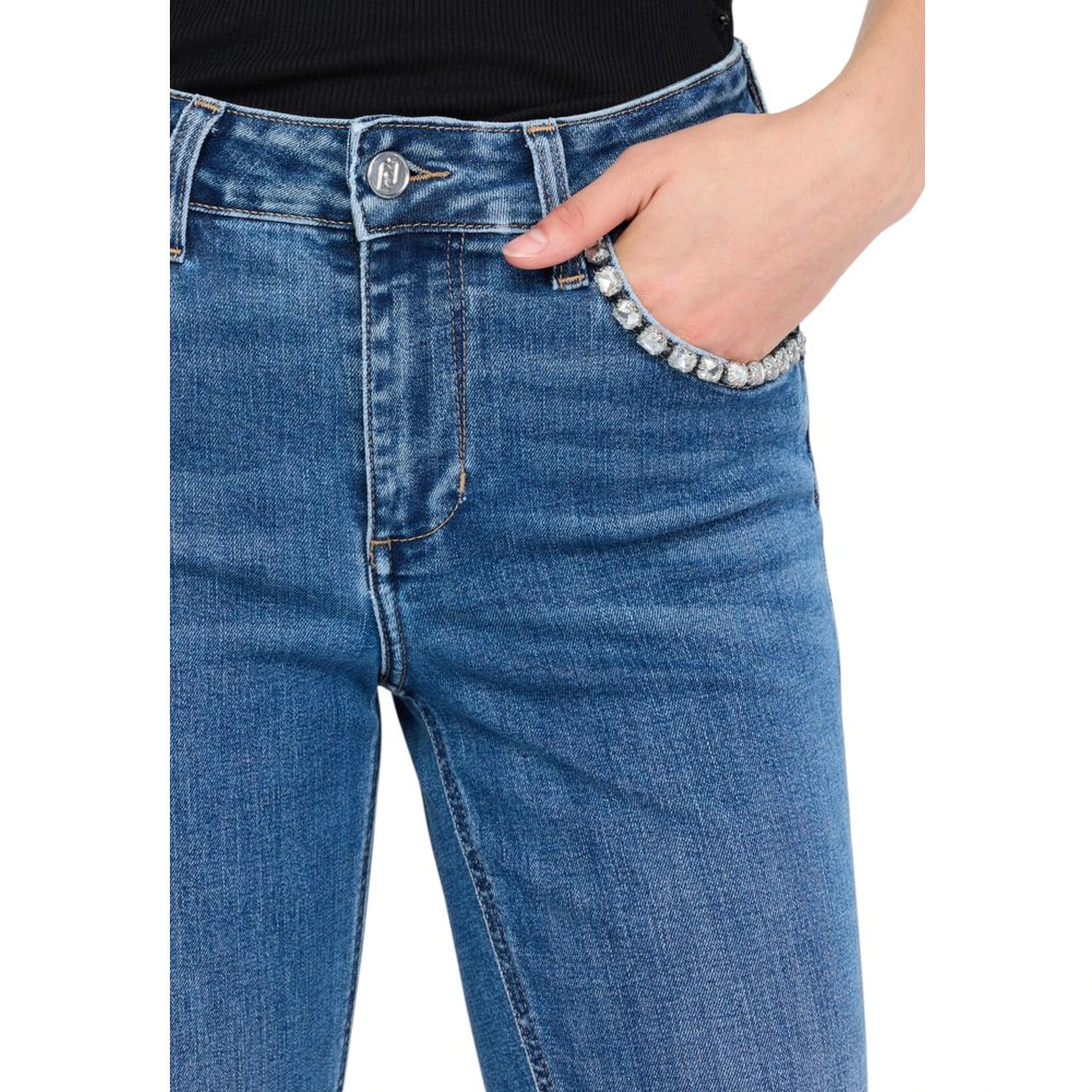 Blue Cotton Bootcut Jeans