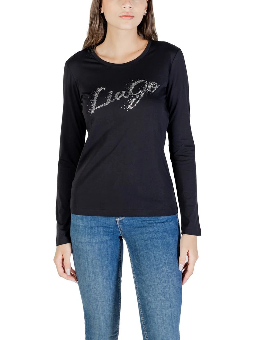 Black Cotton Long Sleeve T-Shirt