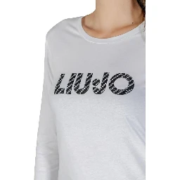 White Cotton Long Sleeve T-Shirt