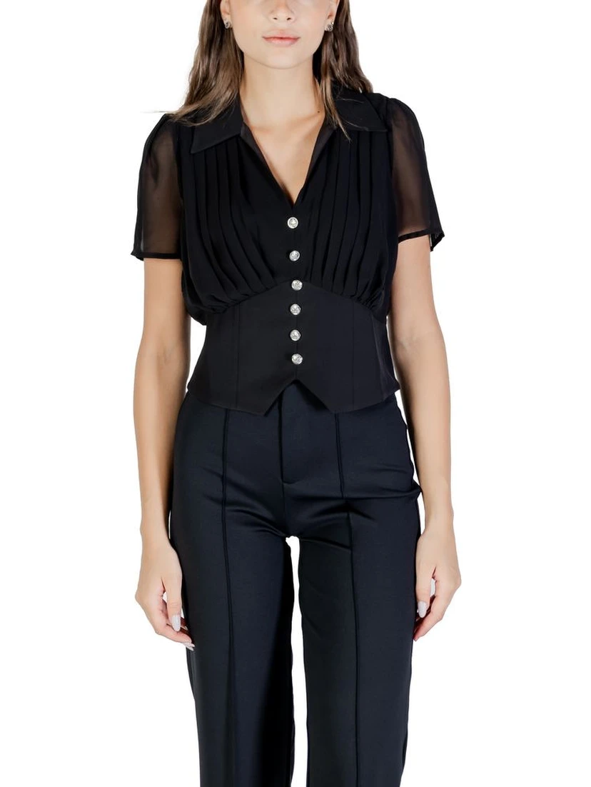 Black Polyester Shortsleeve Shirt