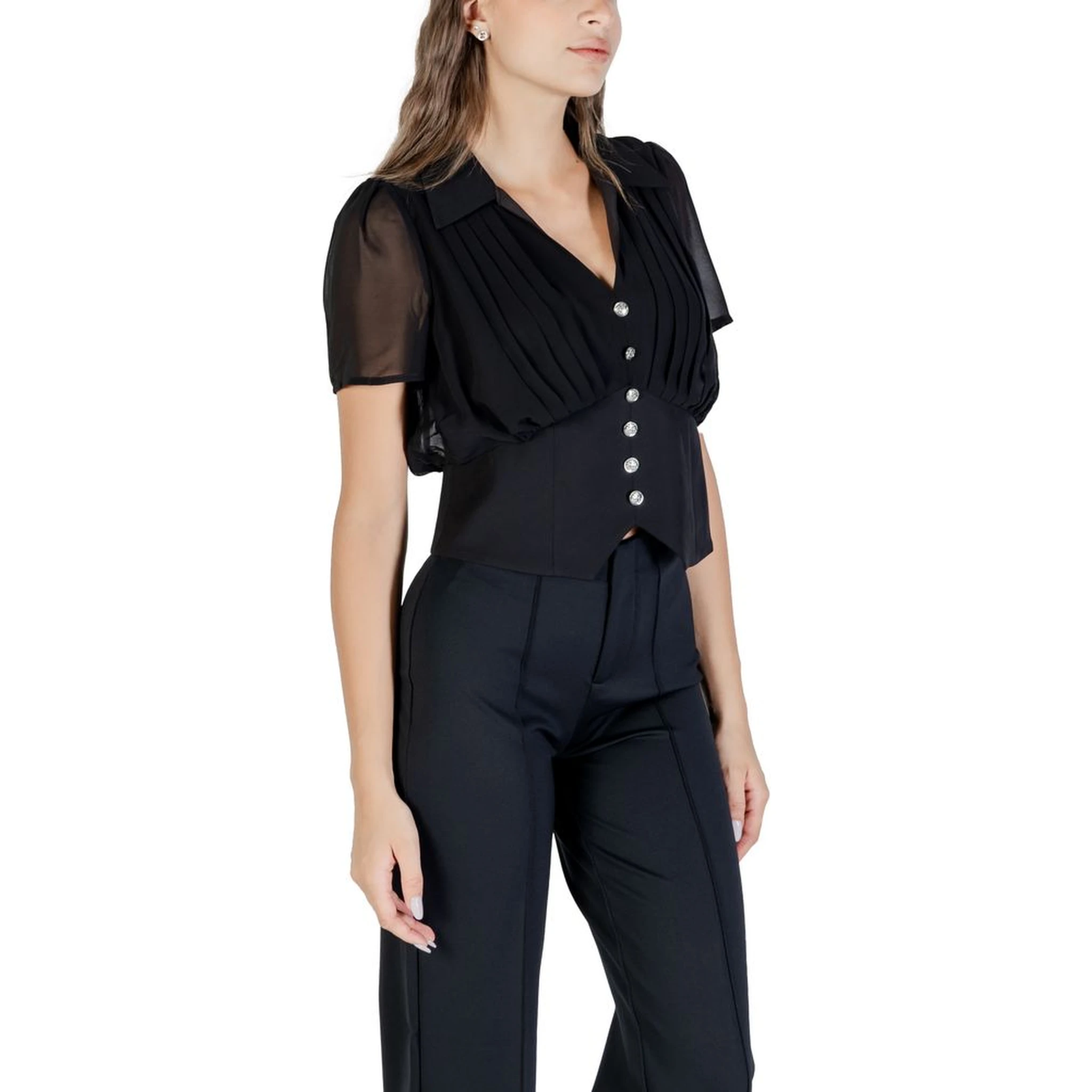 Black Polyester Shortsleeve Shirt