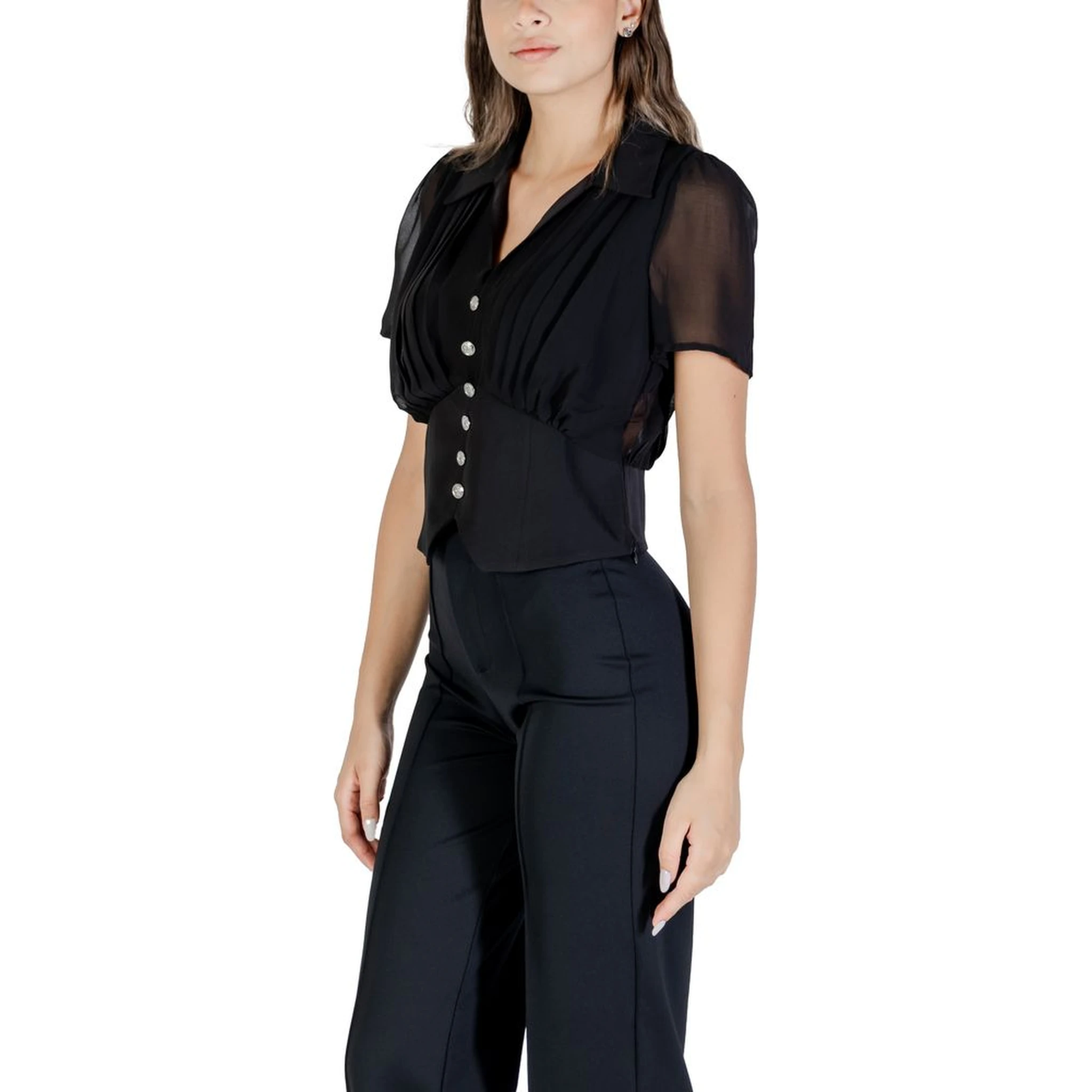 Black Polyester Shortsleeve Shirt