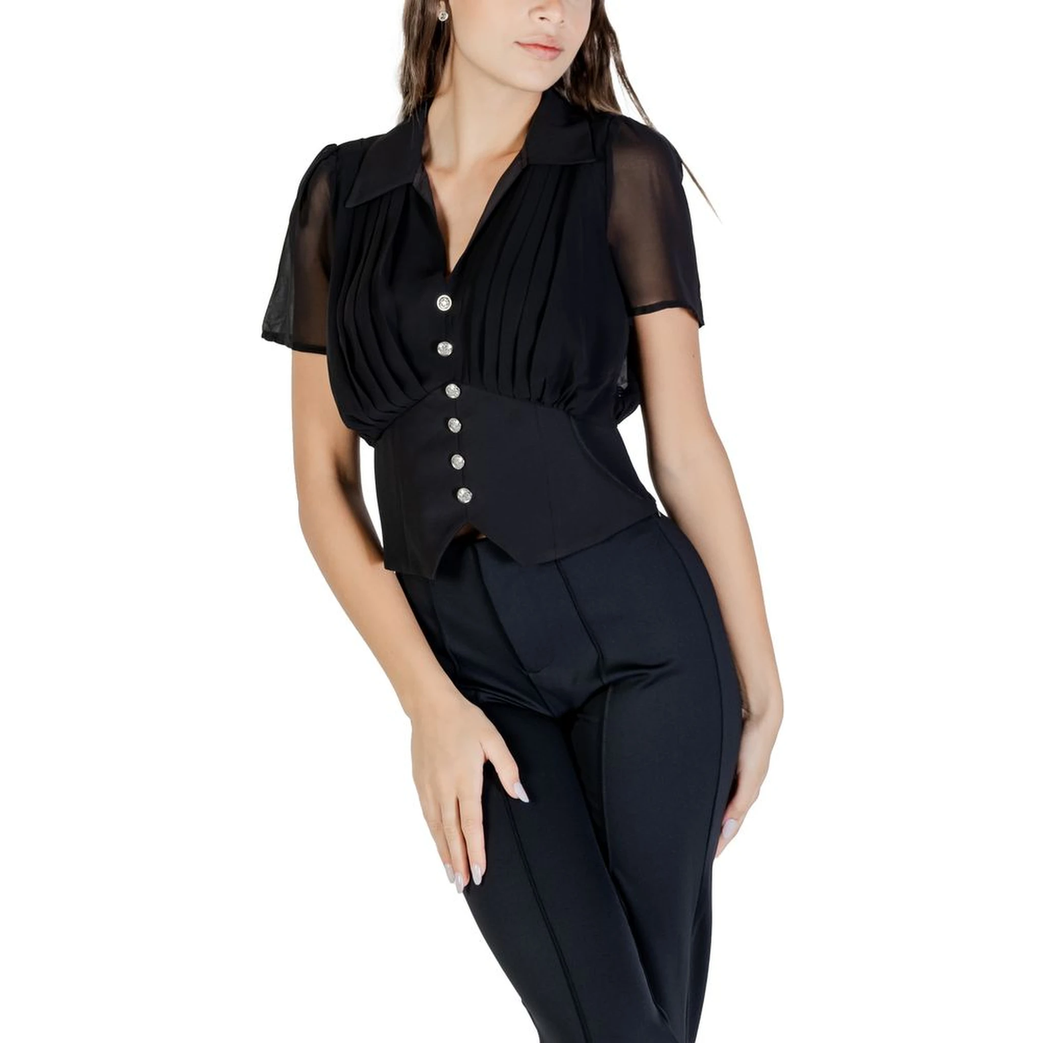 Black Polyester Shortsleeve Shirt