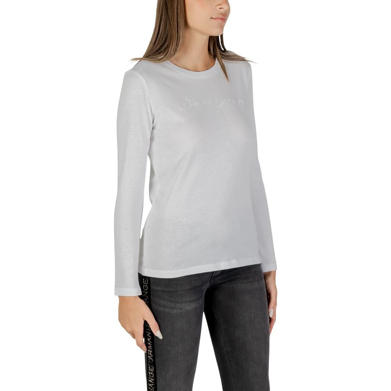 White Cotton Long Sleeve T-Shirt