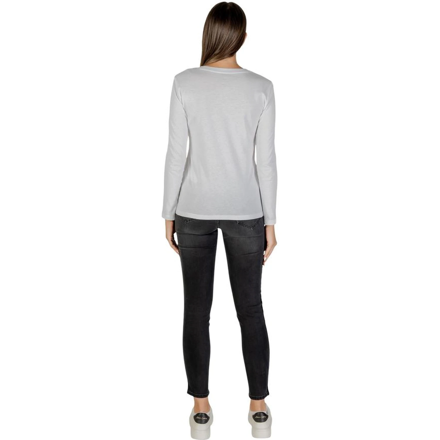 White Cotton Long Sleeve T-Shirt
