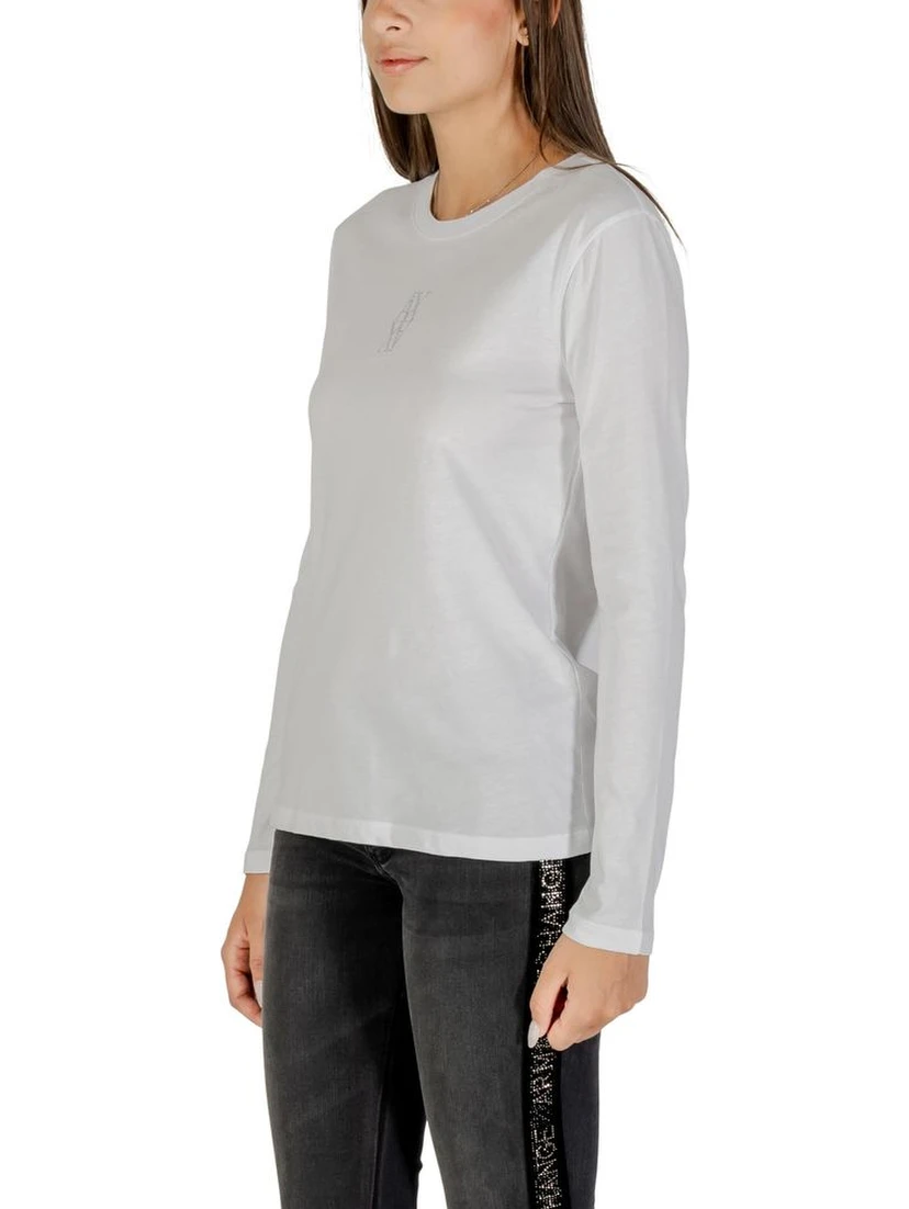 White Cotton Long Sleeve T-Shirt
