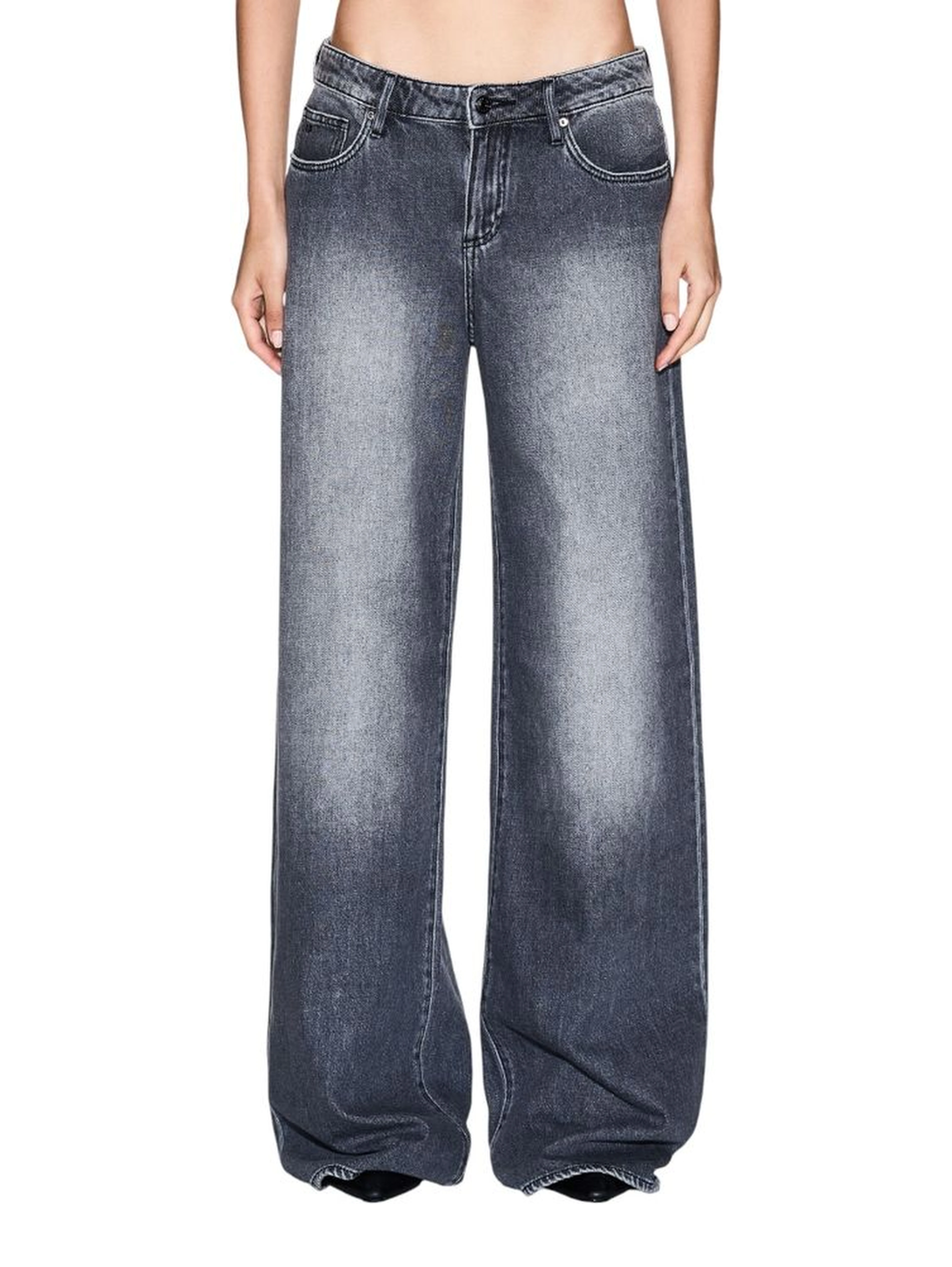 Gray Cotton Relaxed Fit Jeans