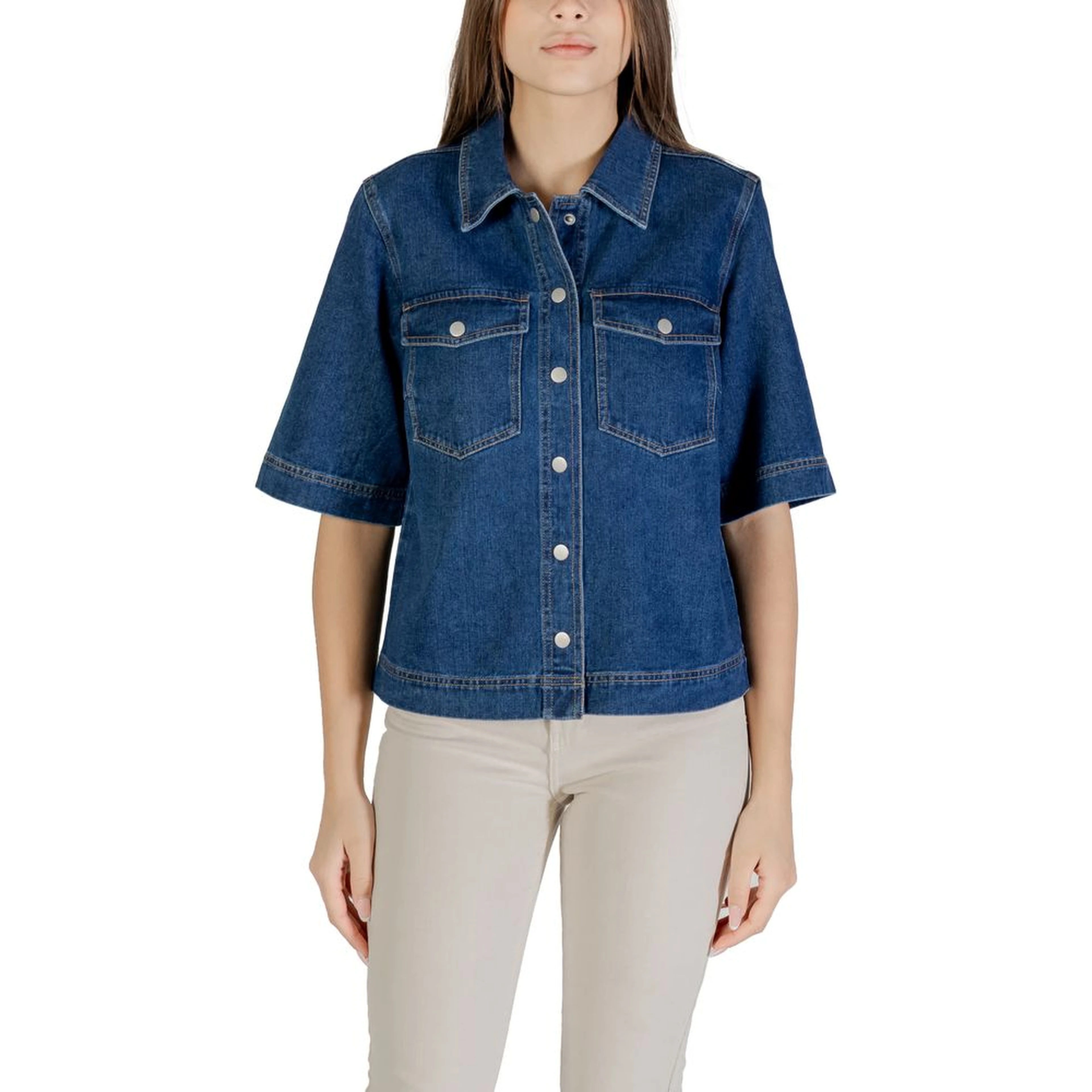 Blue Cotton Shortsleeve Shirt