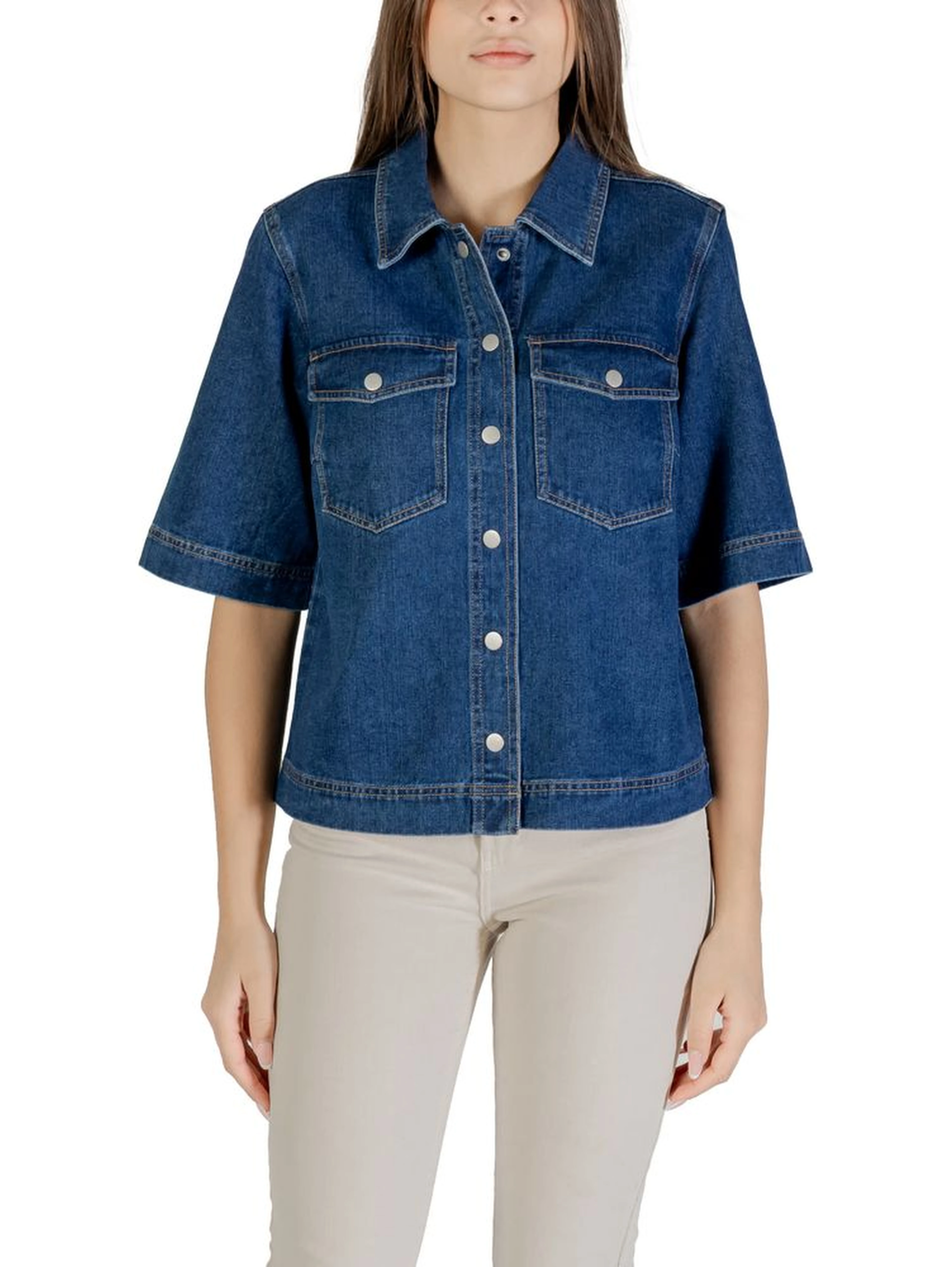 Blue Cotton Shortsleeve Shirt