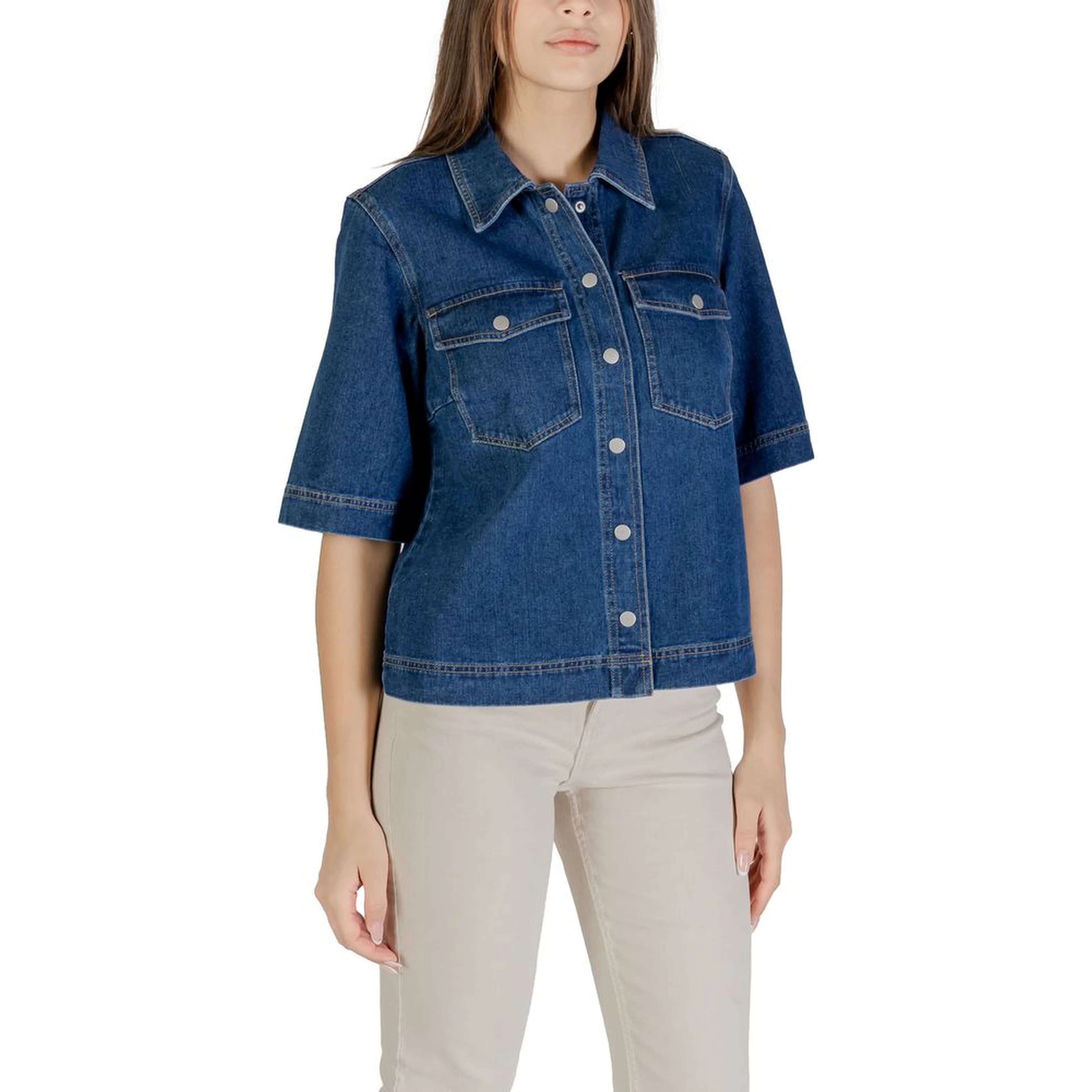 Blue Cotton Shortsleeve Shirt