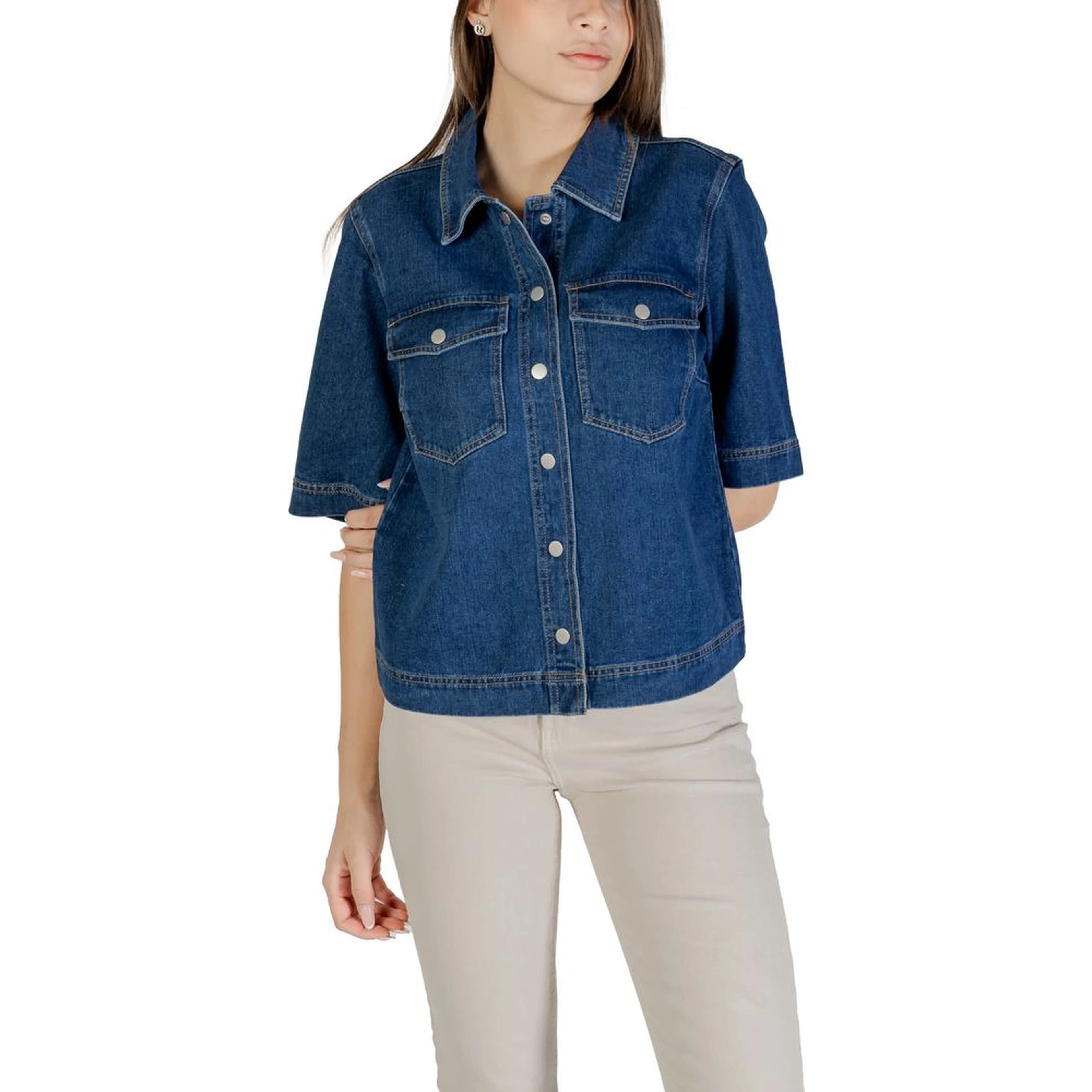Blue Cotton Shortsleeve Shirt
