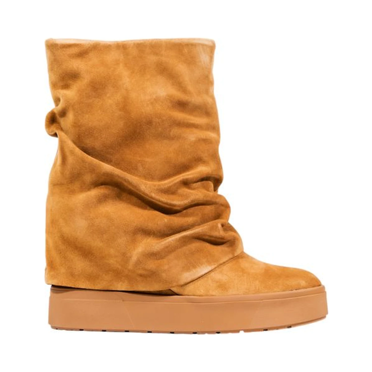 Beige Suede Leather Ankle Boots