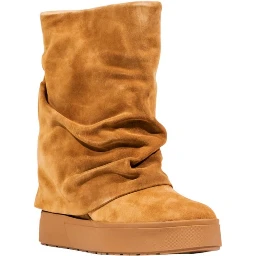 Beige Suede Leather Ankle Boots