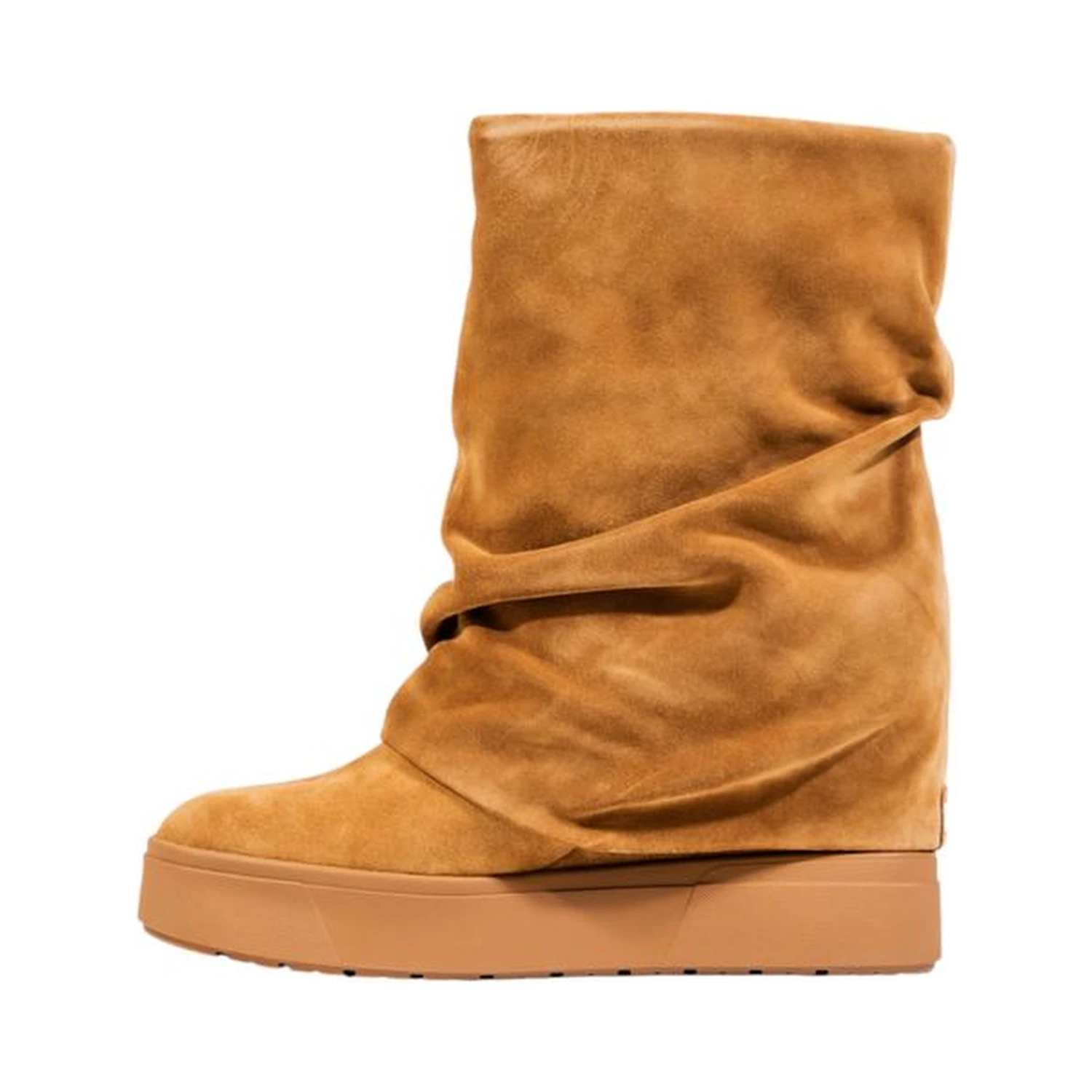 Beige Suede Leather Ankle Boots