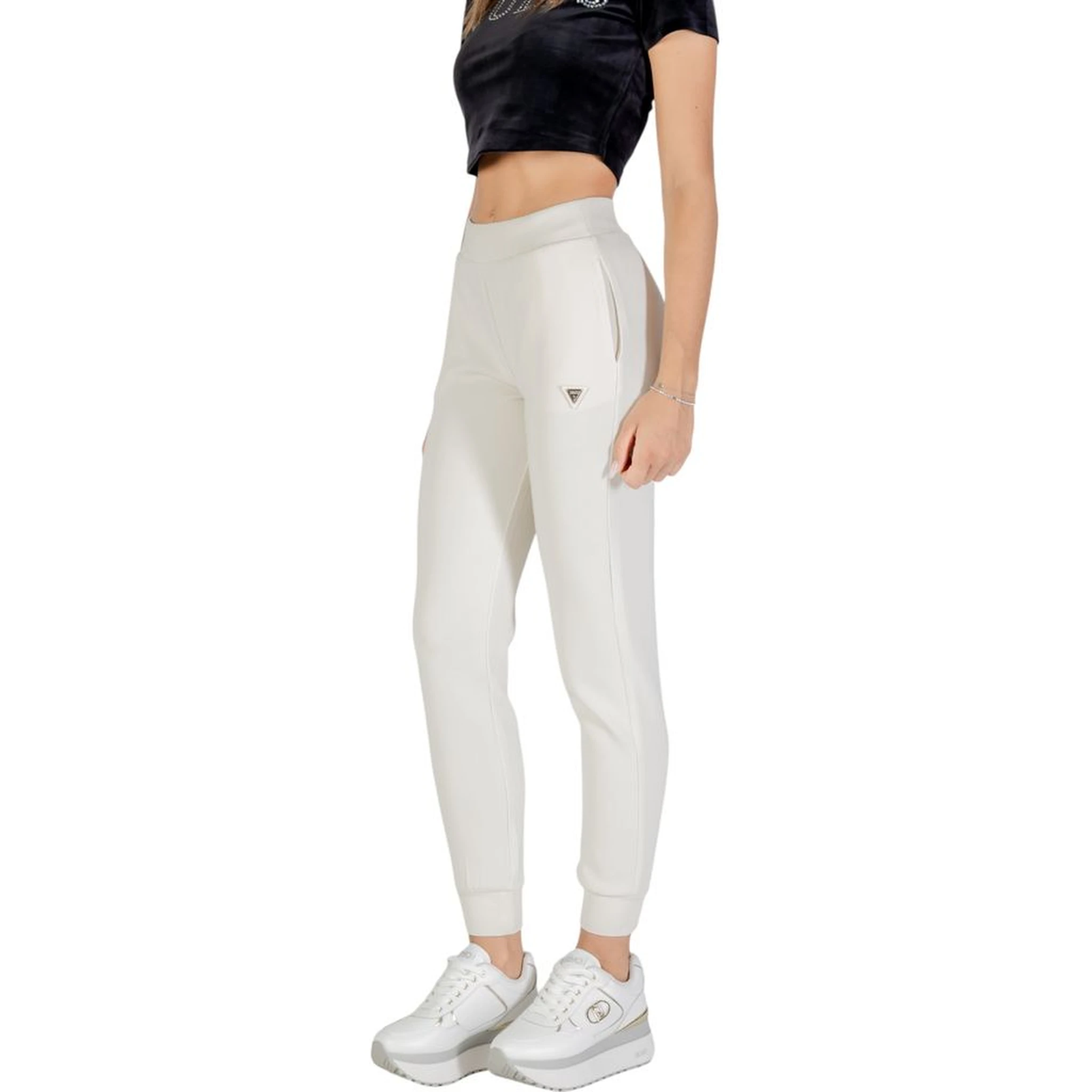 Cream Polyester Joggers (Workout Pants)