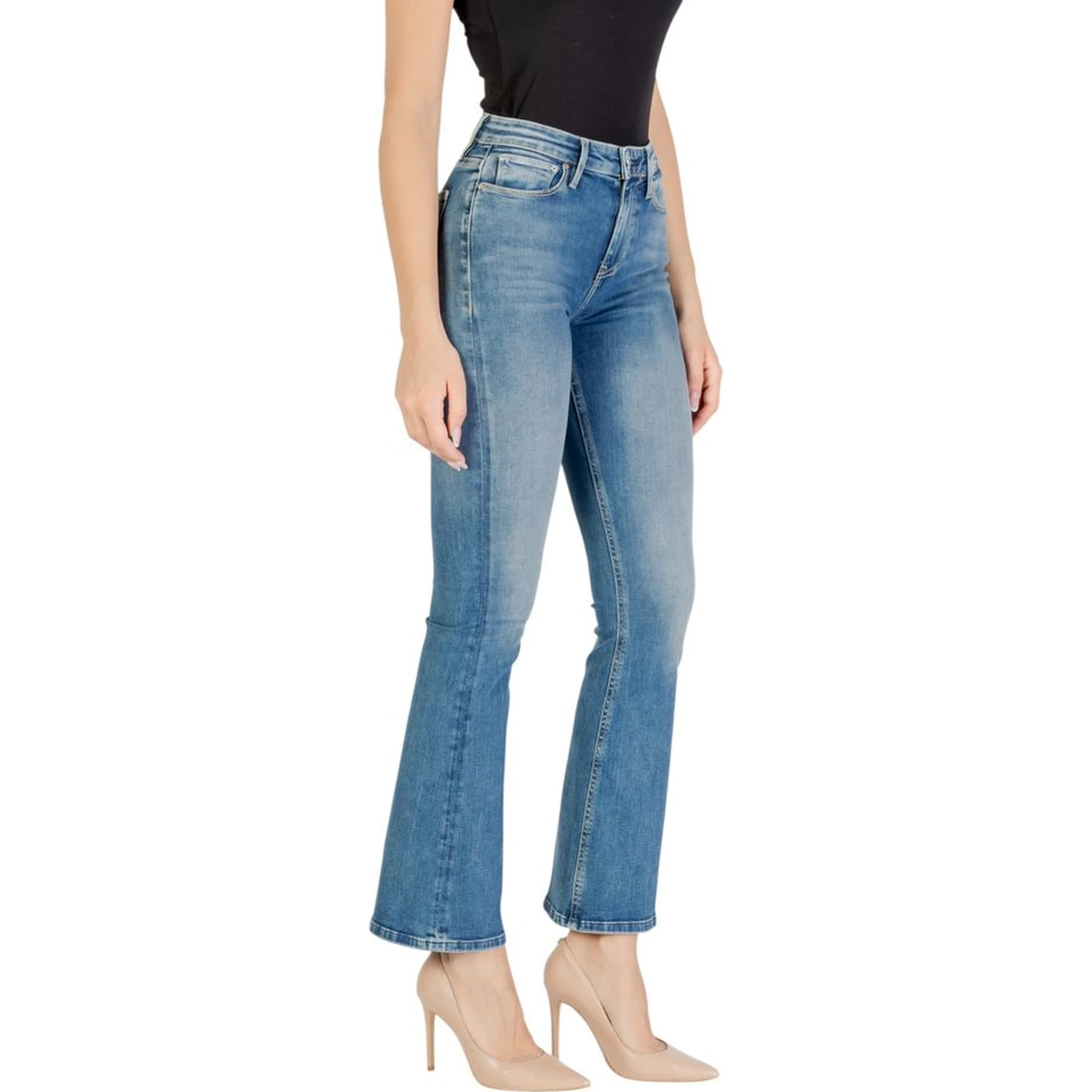 Blue Cotton Bootcut Jeans