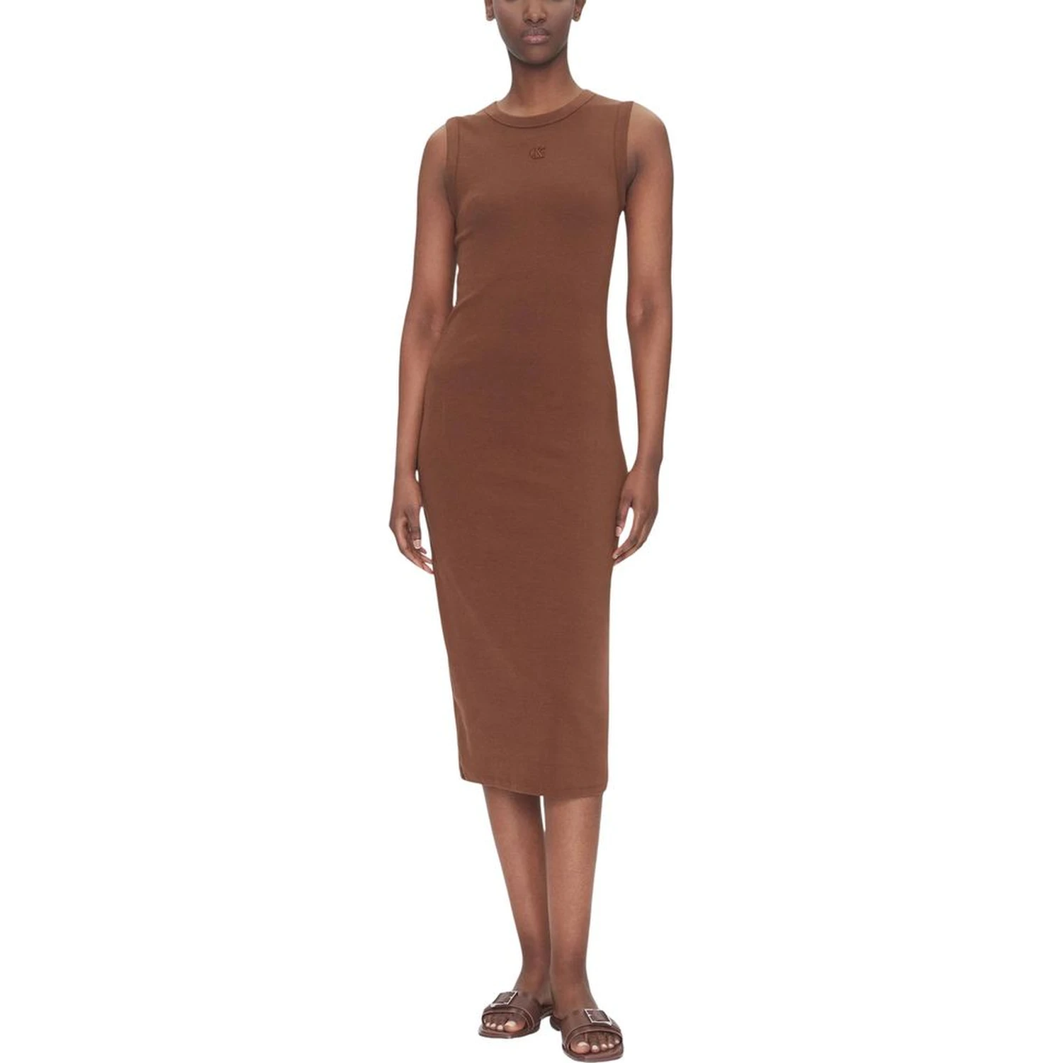 Brown Cotton Long Dress